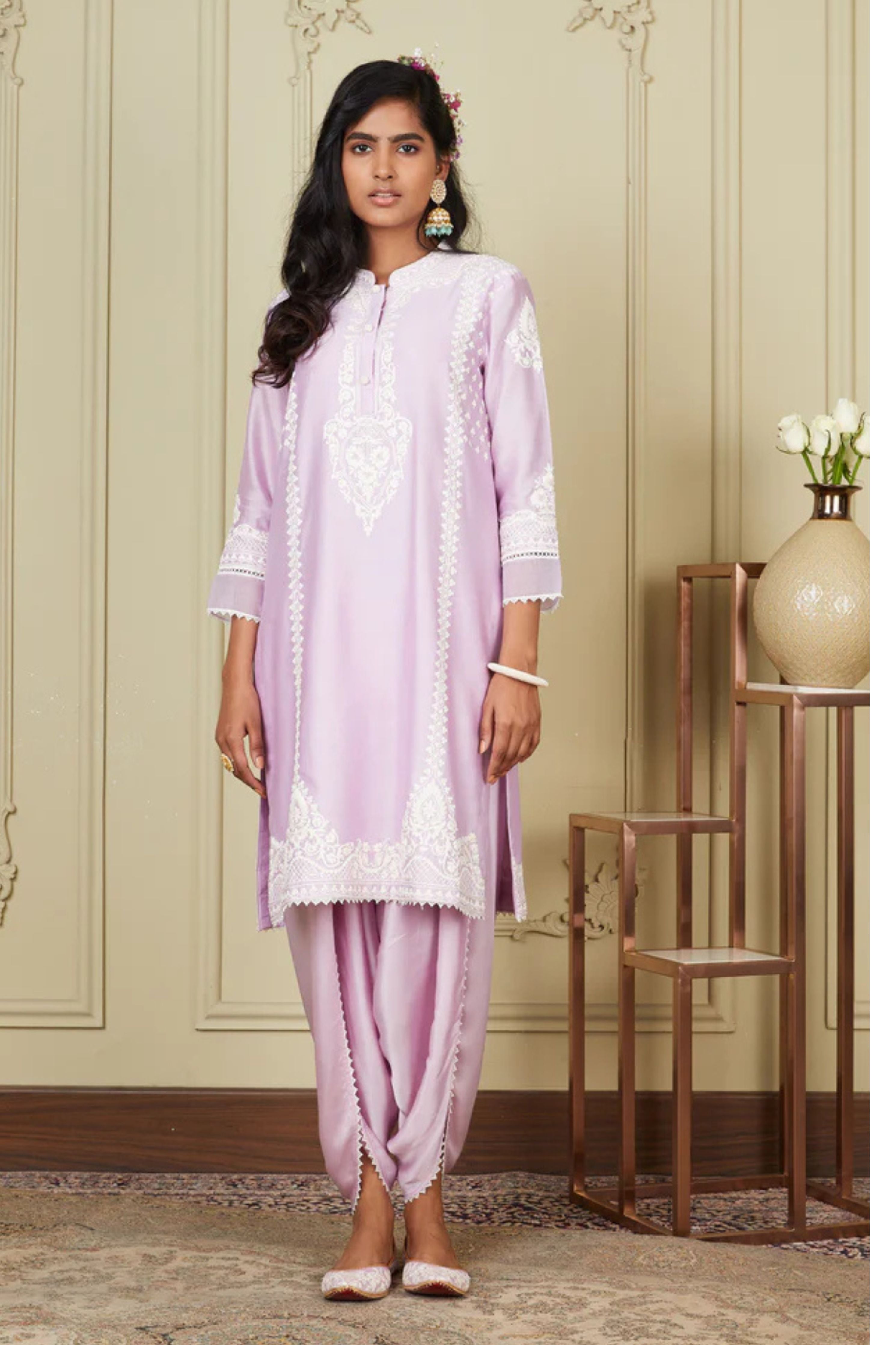 Ayanna  Periwinkle Short Kurta With Dhoti