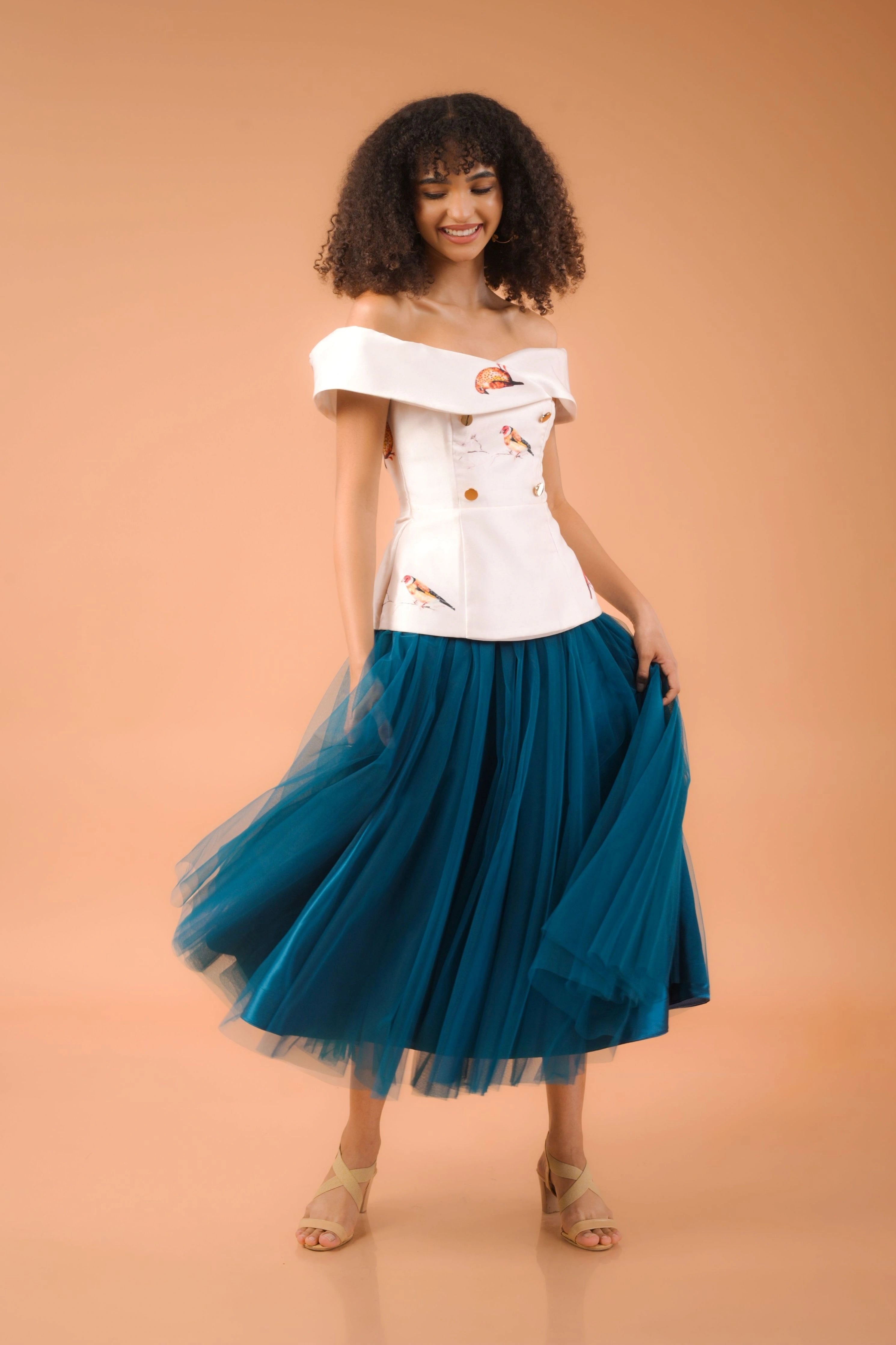 Audrey Cream Bird Top