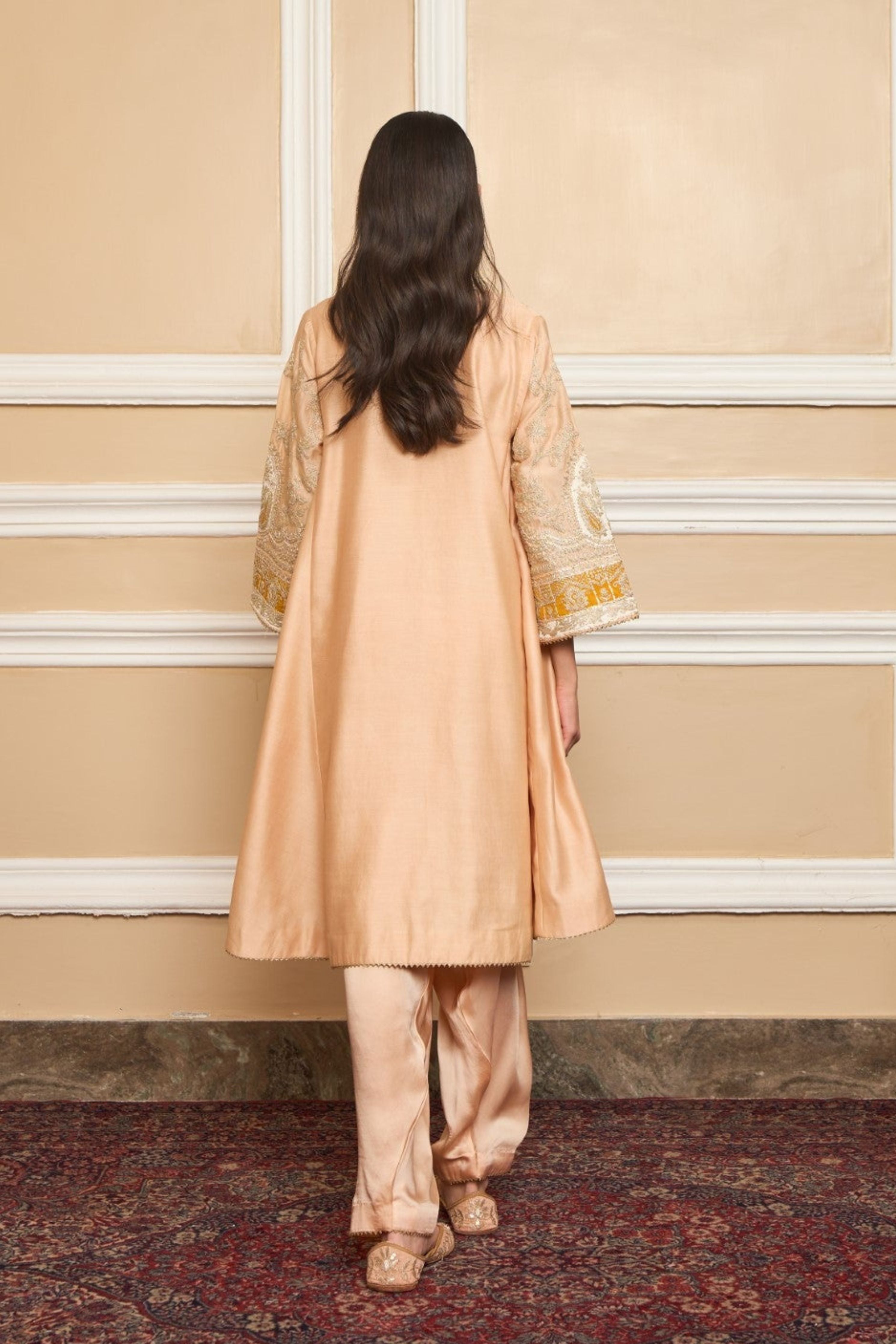 Mohsina Rose Pink Short Kalidaar Choga With Salwar