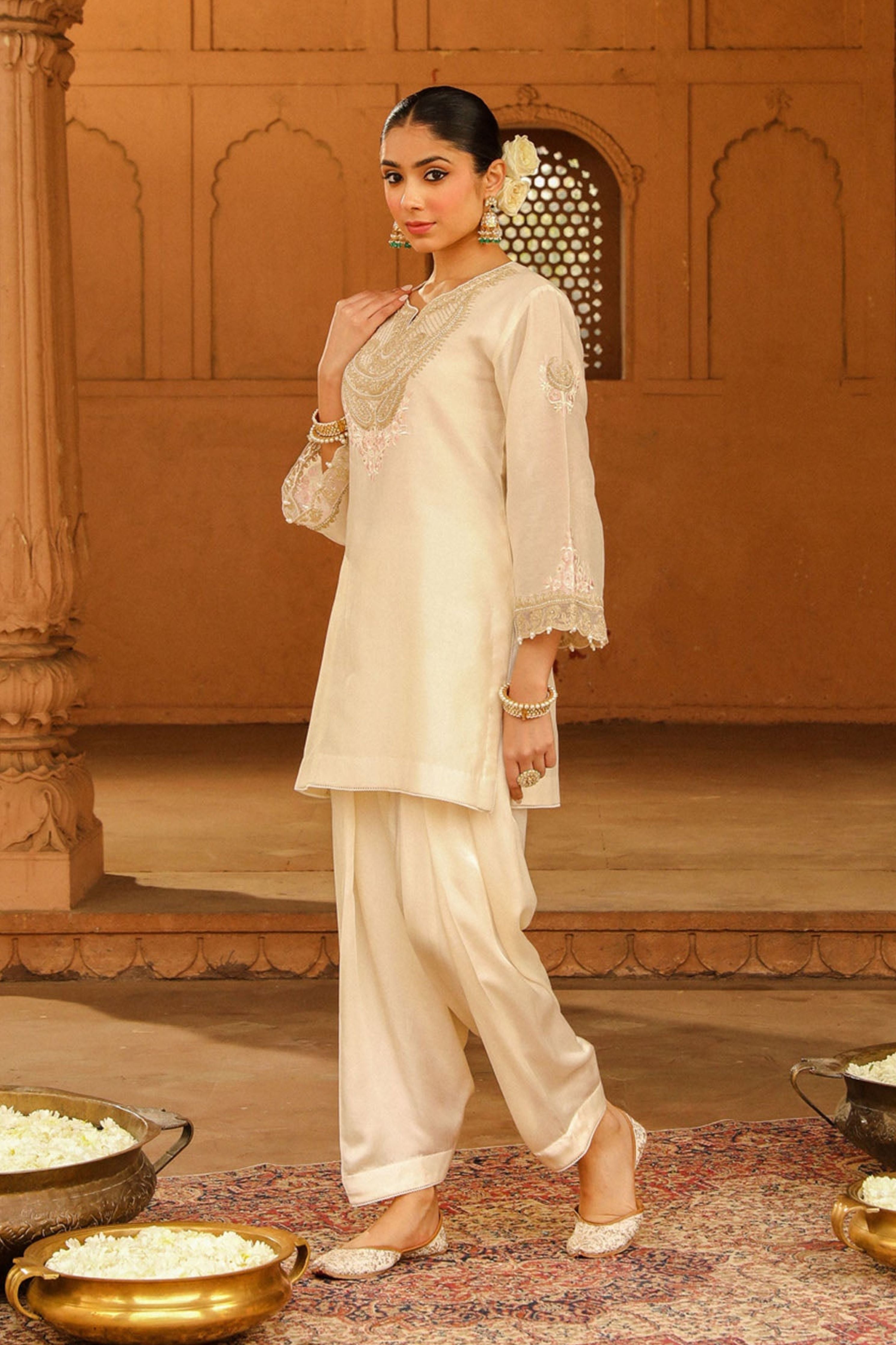 Ashira Daisy Ivory Kurta With Salwar