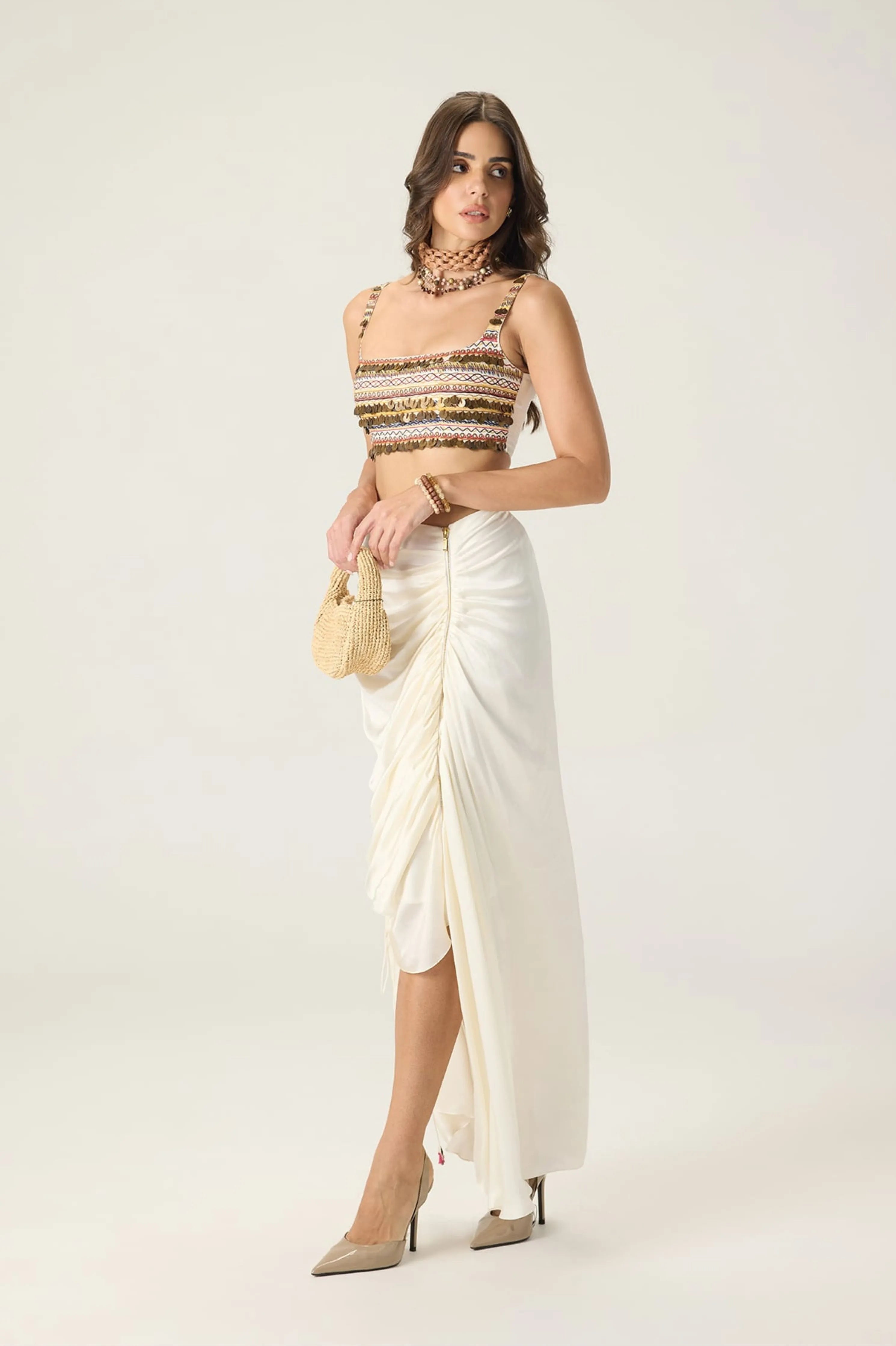 Melanine Bustier With Leni Cape & Quincy Skirt