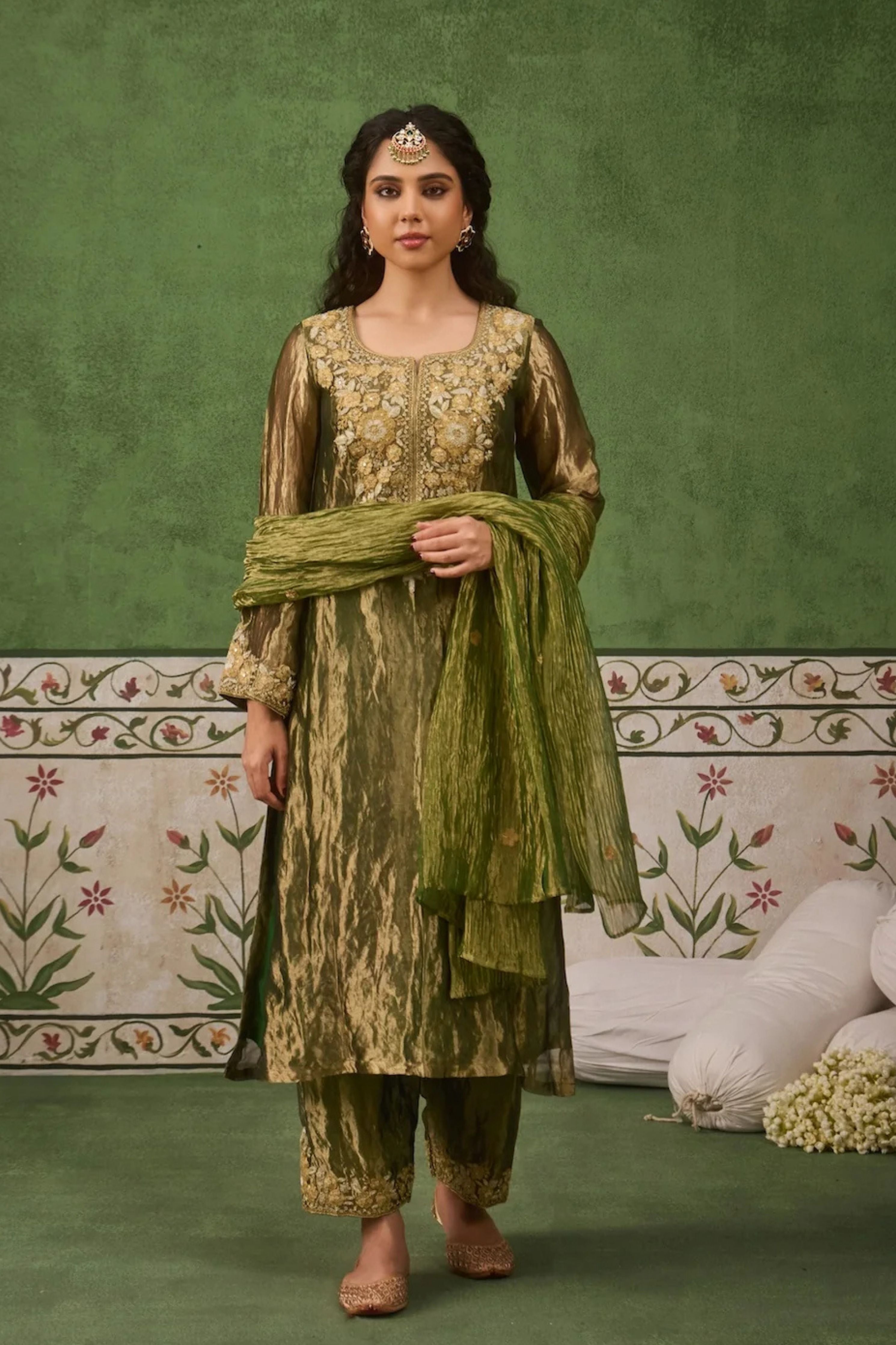 Reet Green Tissue Kurta Set