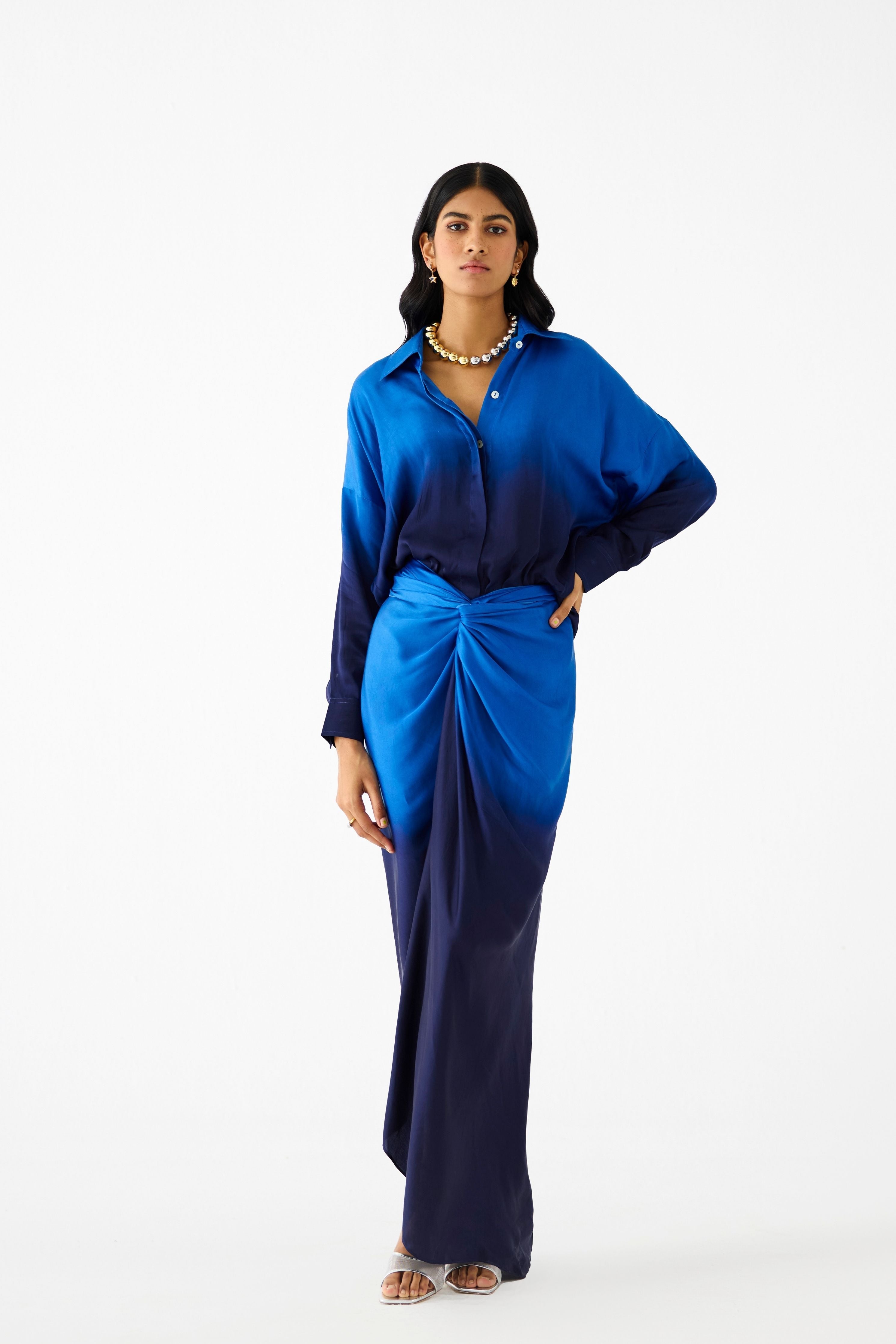 Sonali Bendre In ROYAL DRAPED SHIRT DRESS