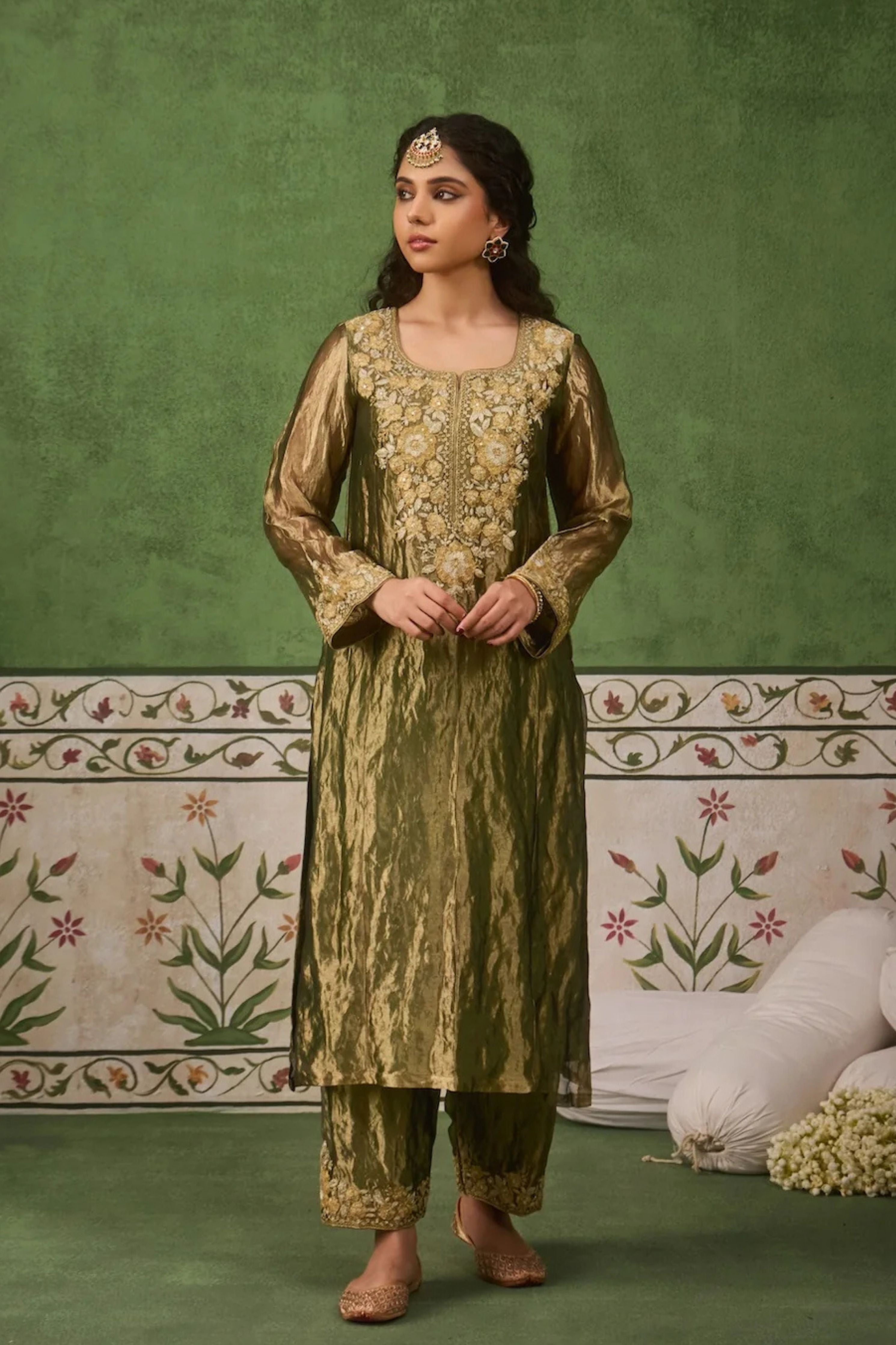 Reet Green Tissue Kurta Set