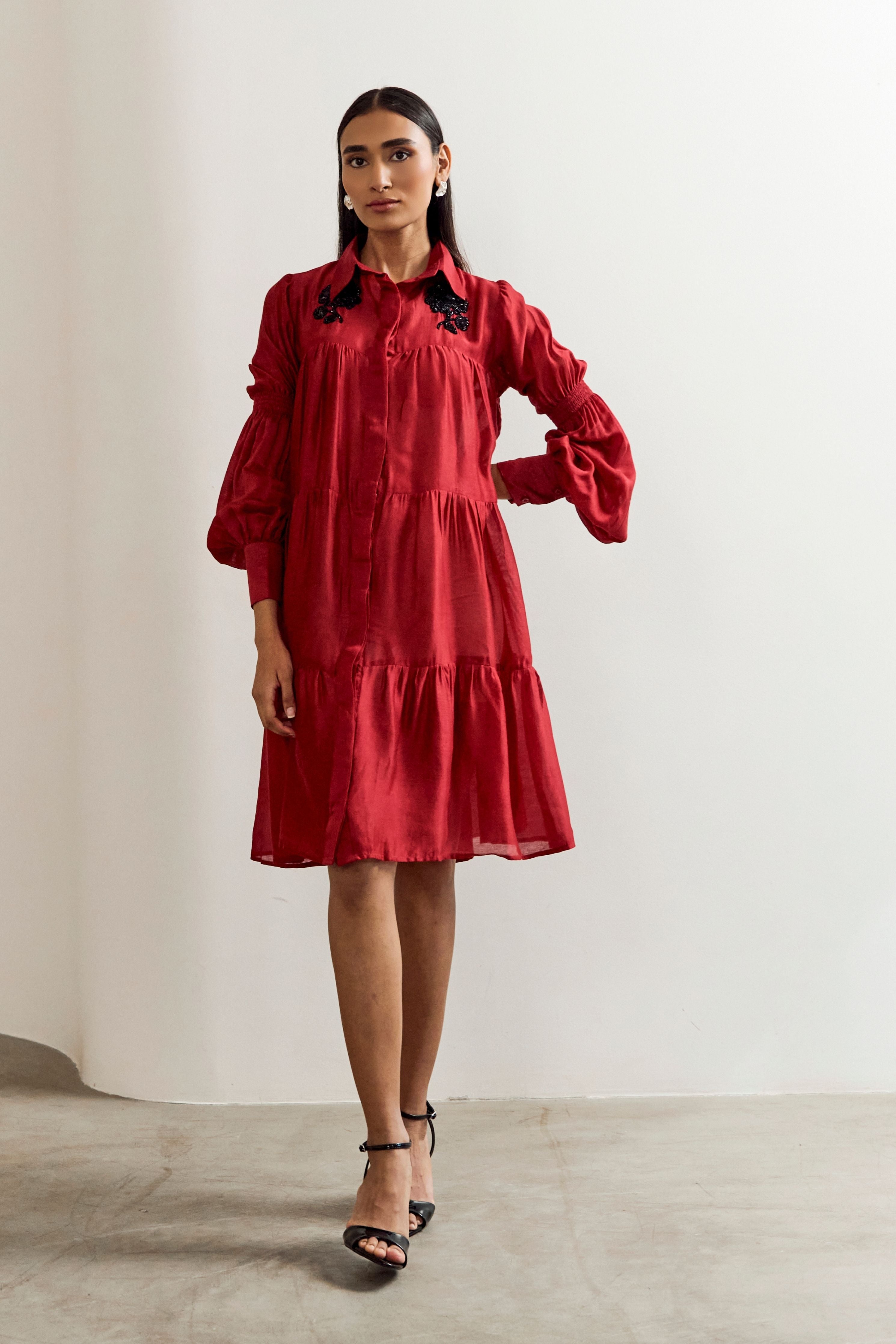 2 Flower Red Dress