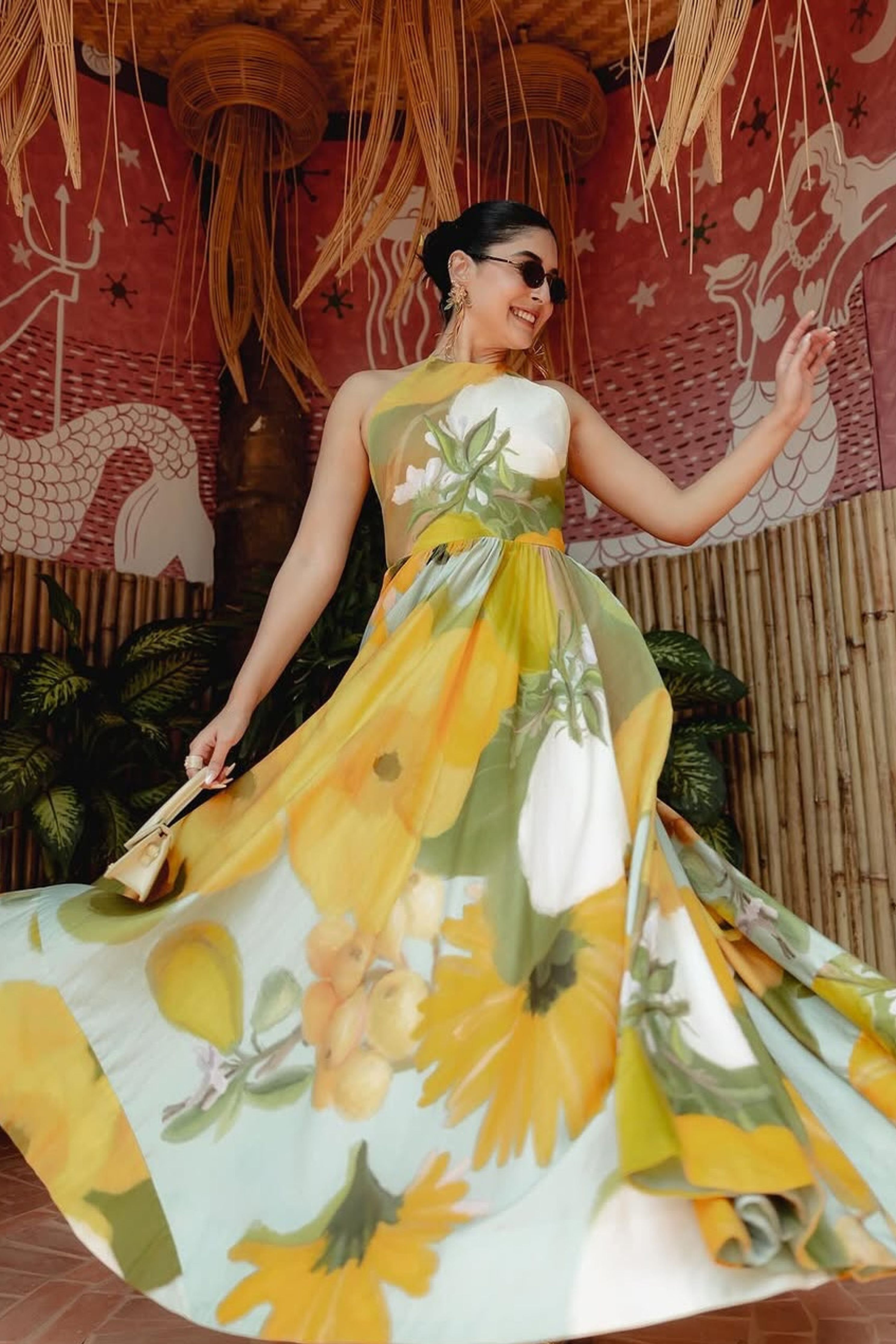 Lemonade Halter Neck Dress In Kritika Kamra