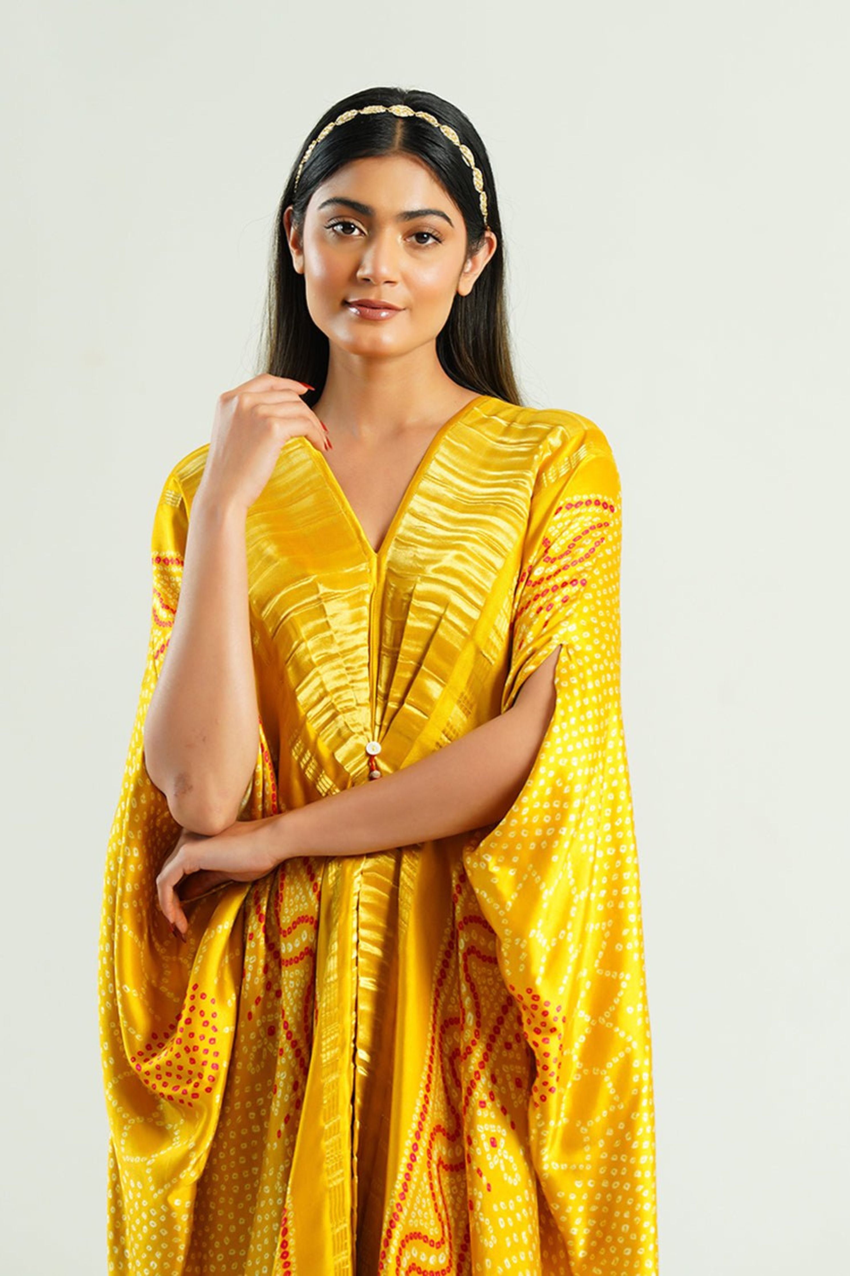 Kaftan Bandhej  Yellow  Gold