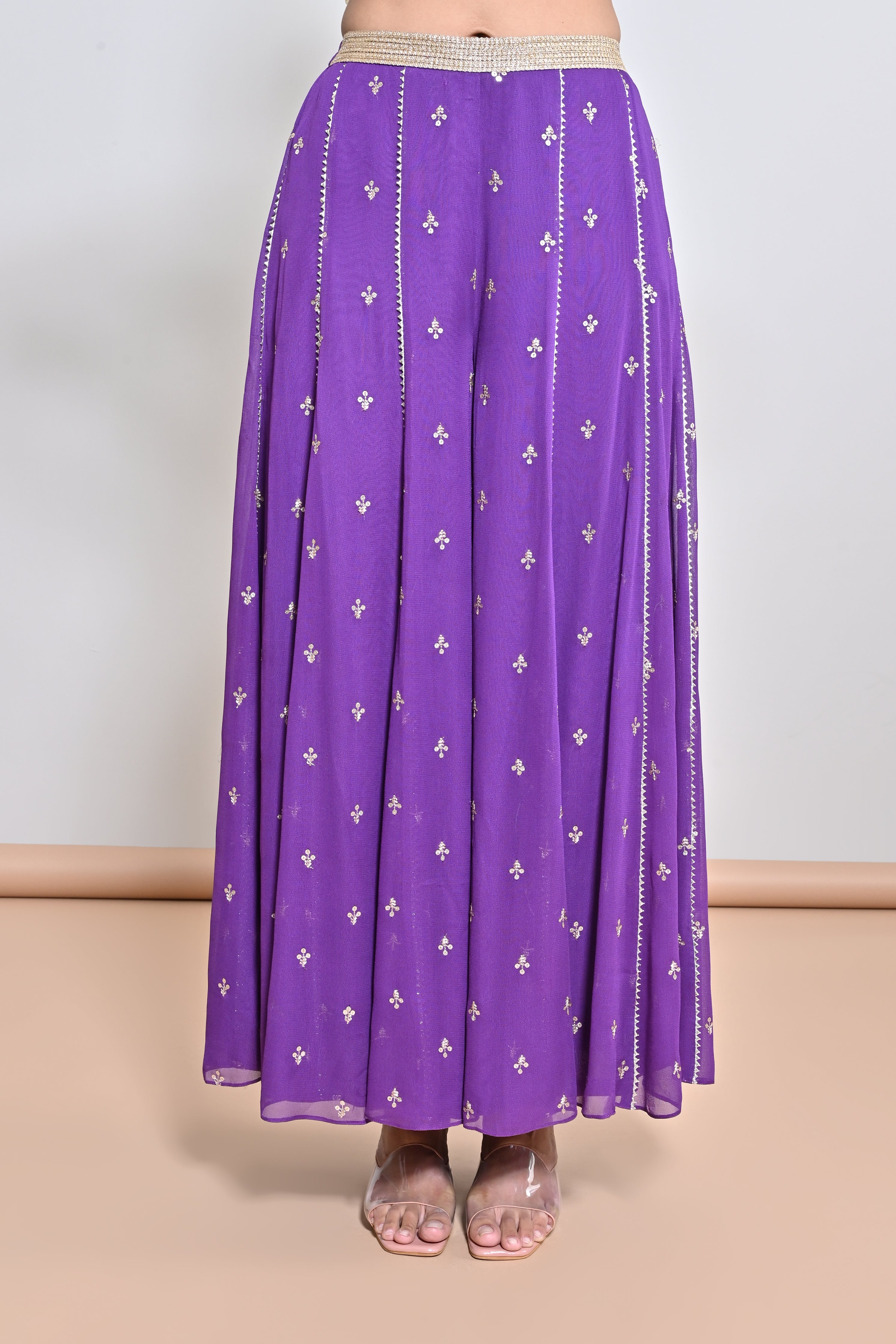 Purple Pearl Embroidered Tunic Set