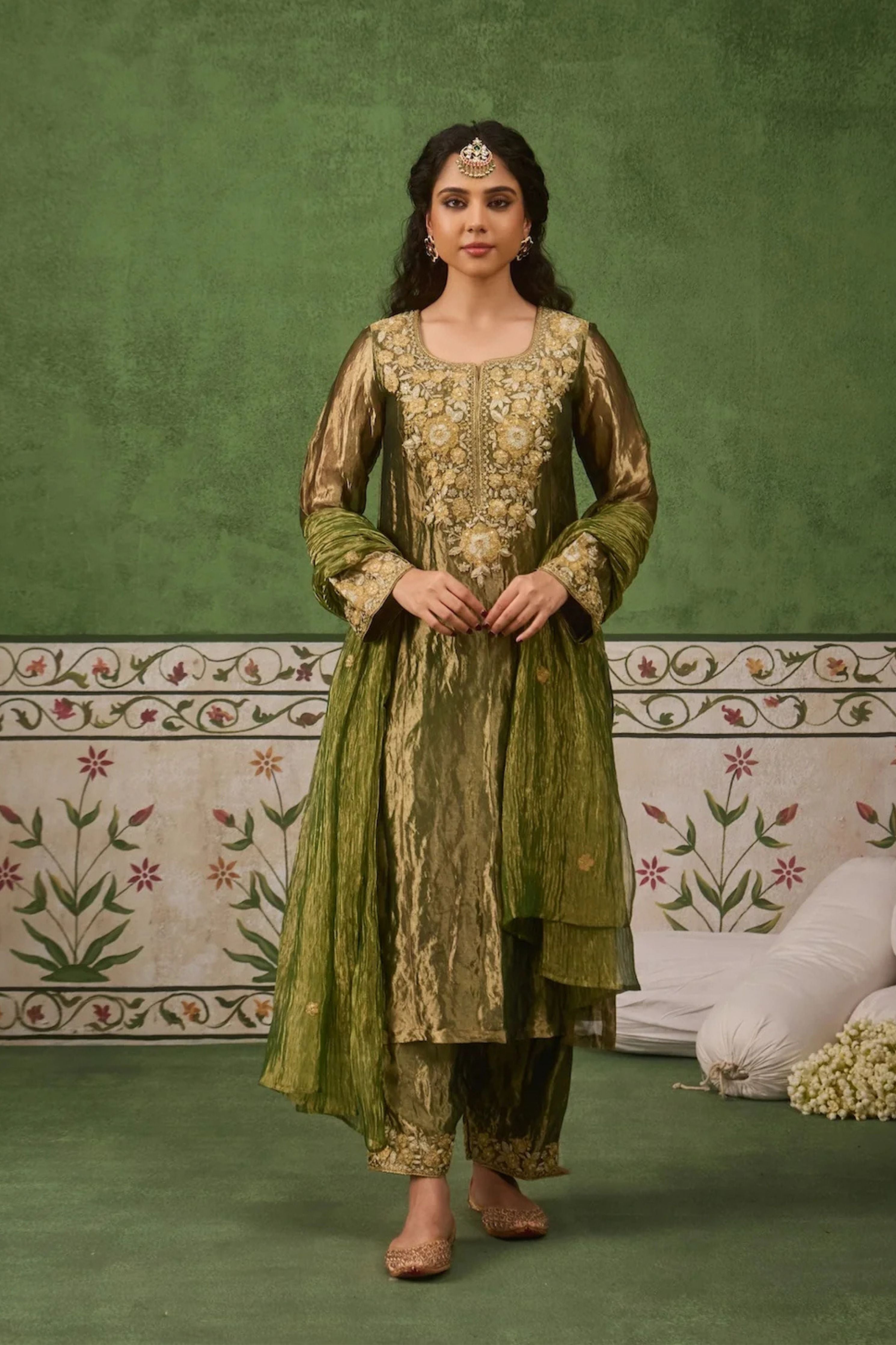 Reet Green Tissue Kurta Set