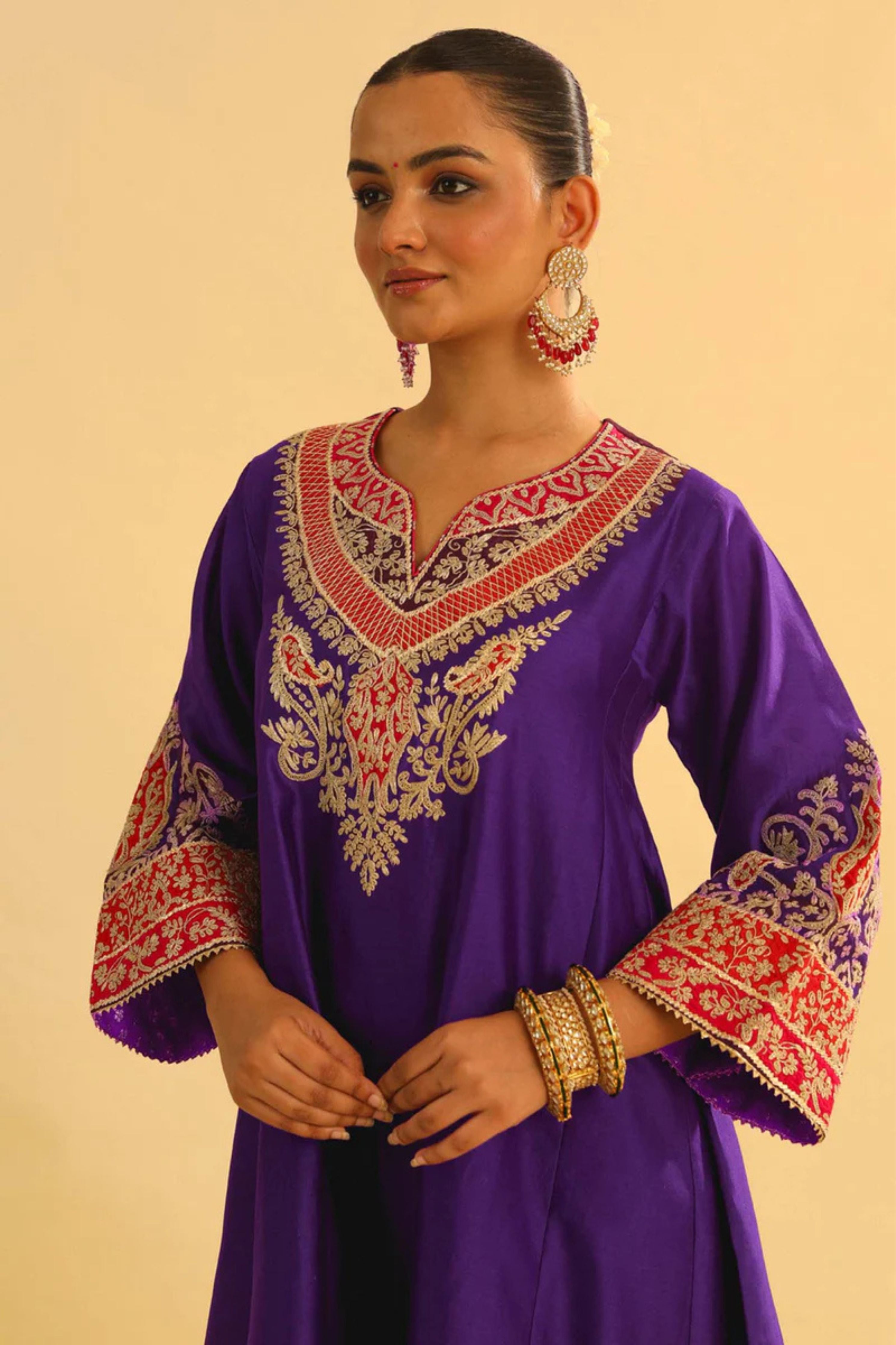 Mehrish Purple Short Kalidaar Choga With Salwar