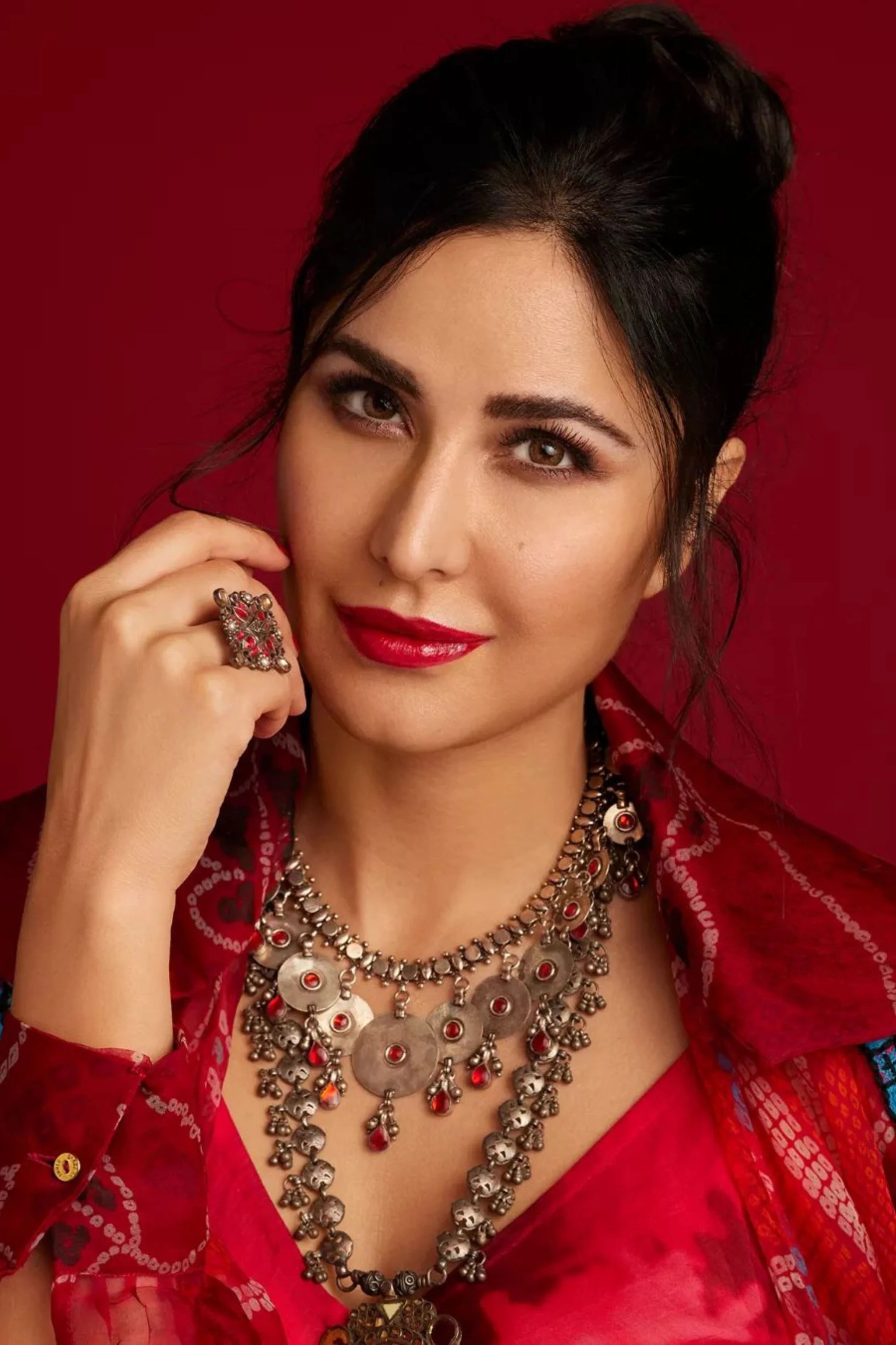 Katrina Kaif In Marigold Cape With Camisole and Jeans