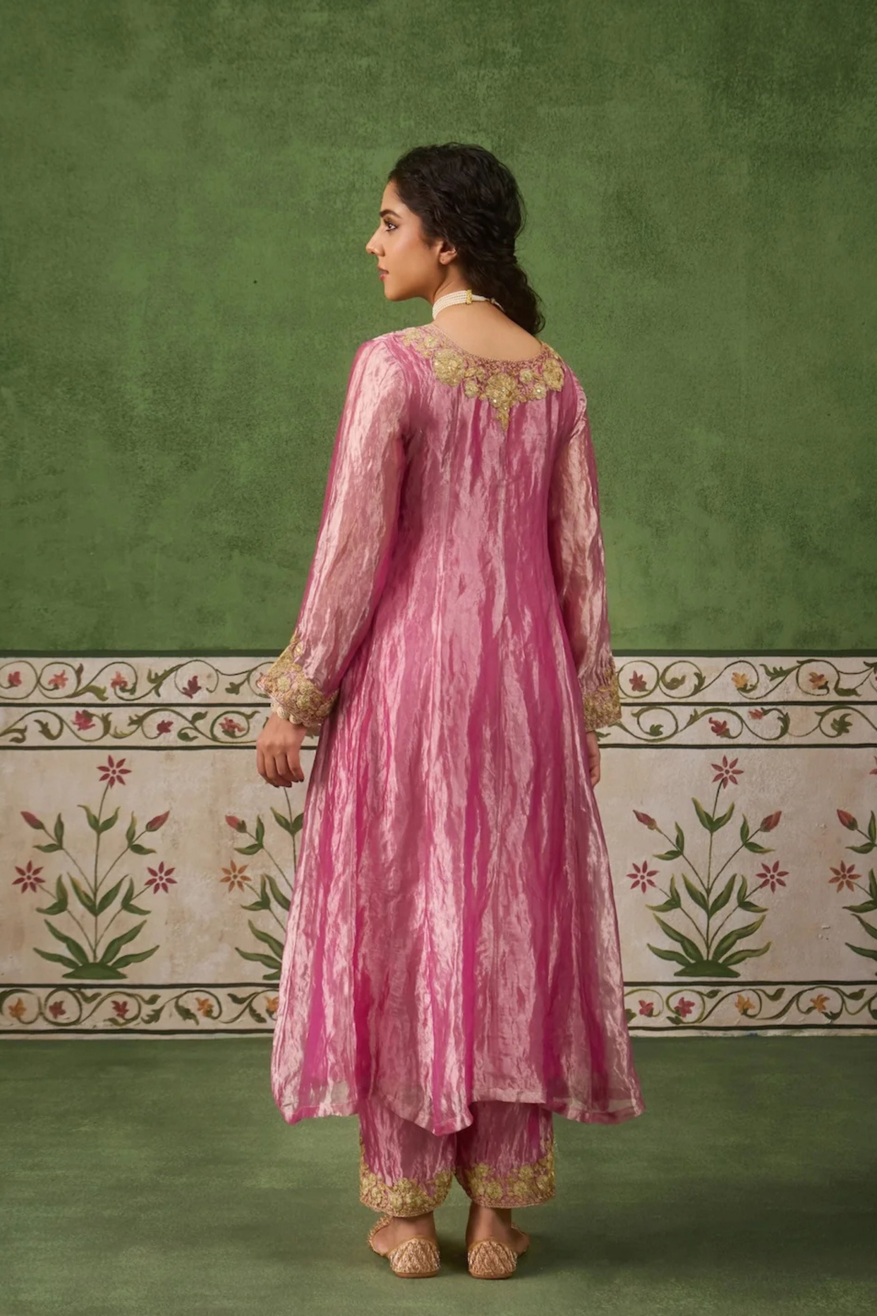 Reet Mauve Tissue Anarkali Kurta Set