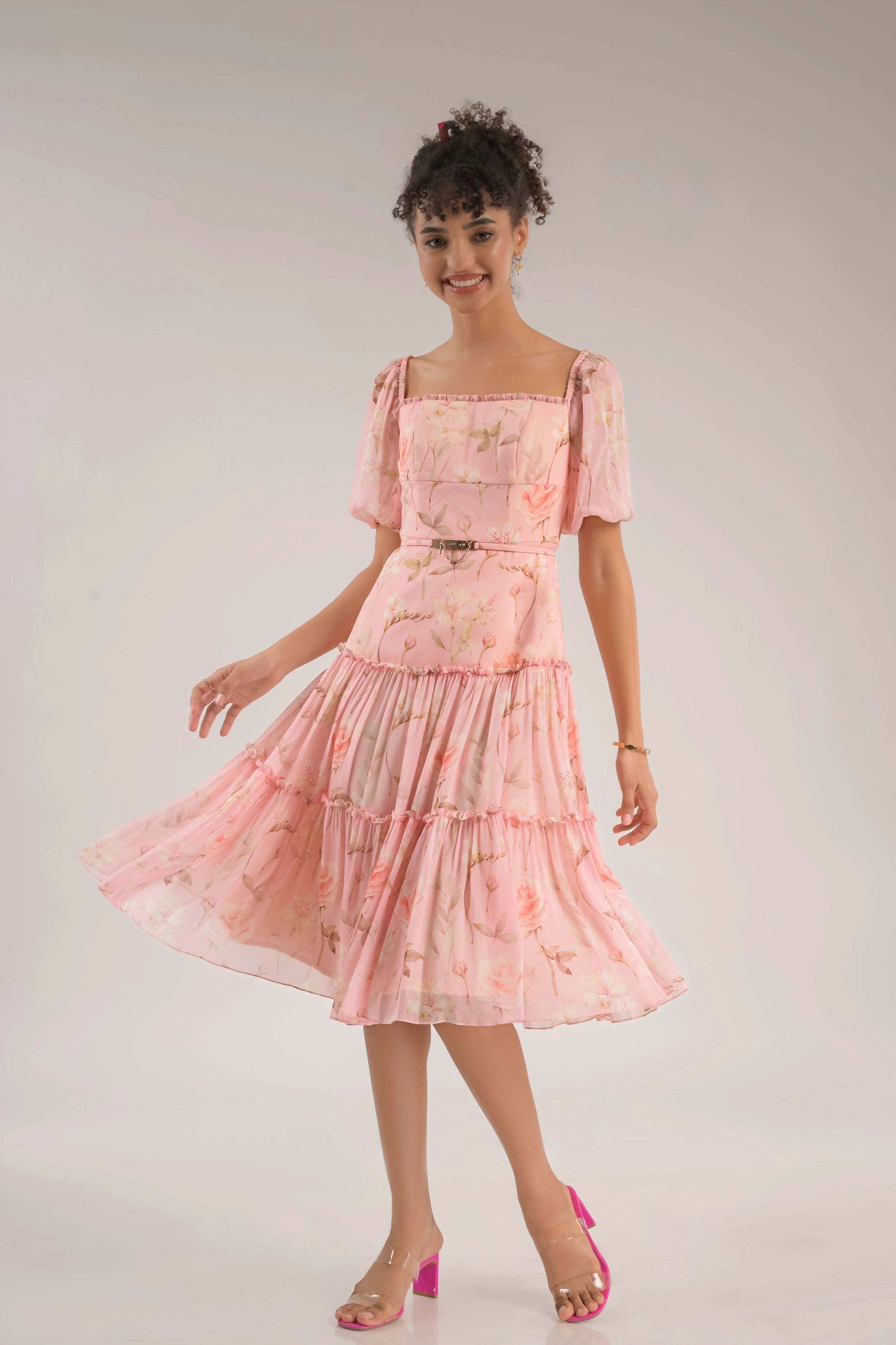 Dahlia Pink Floral Dress