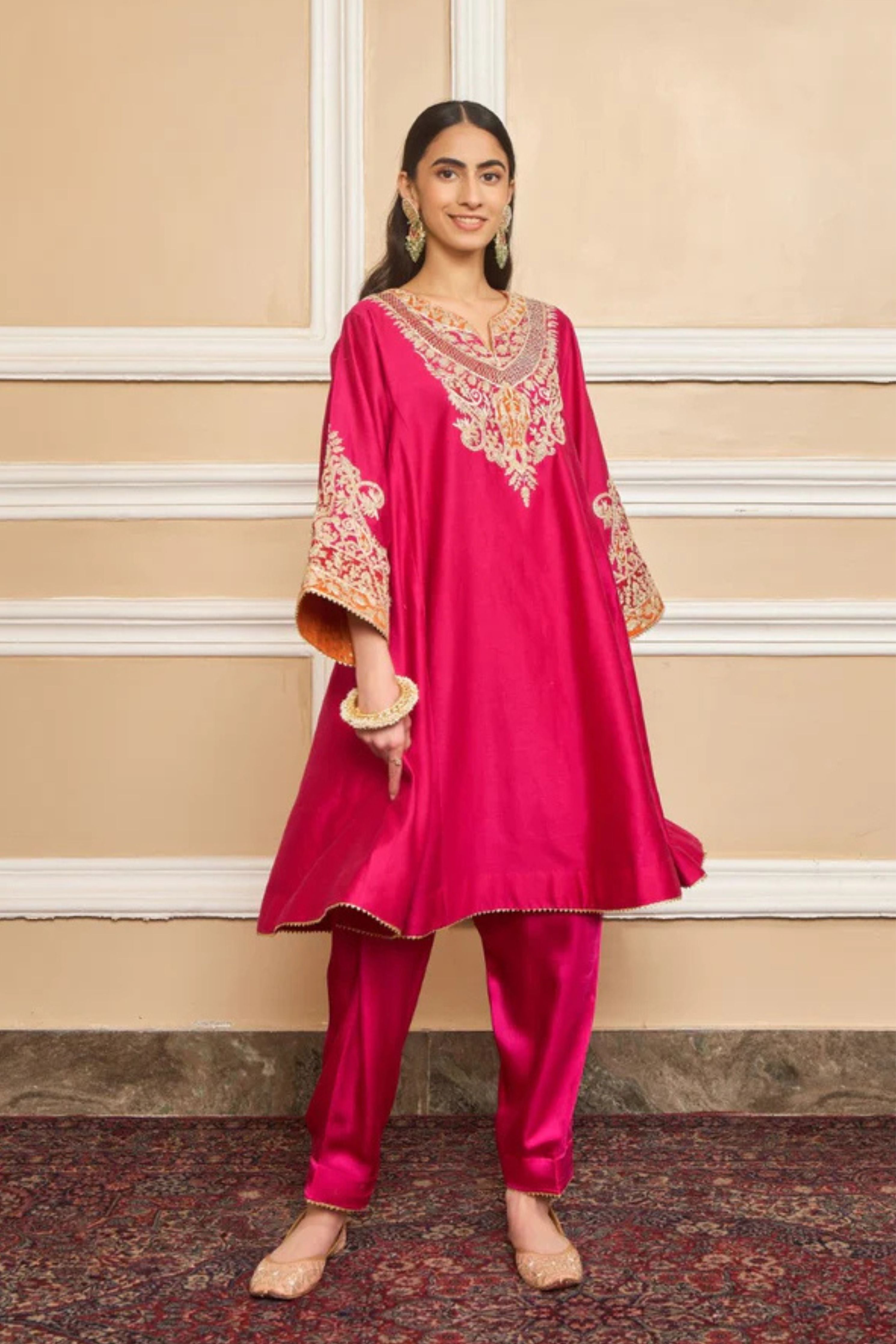 Mehrish Hotpink Short Kalidaar Choga With Salwar
