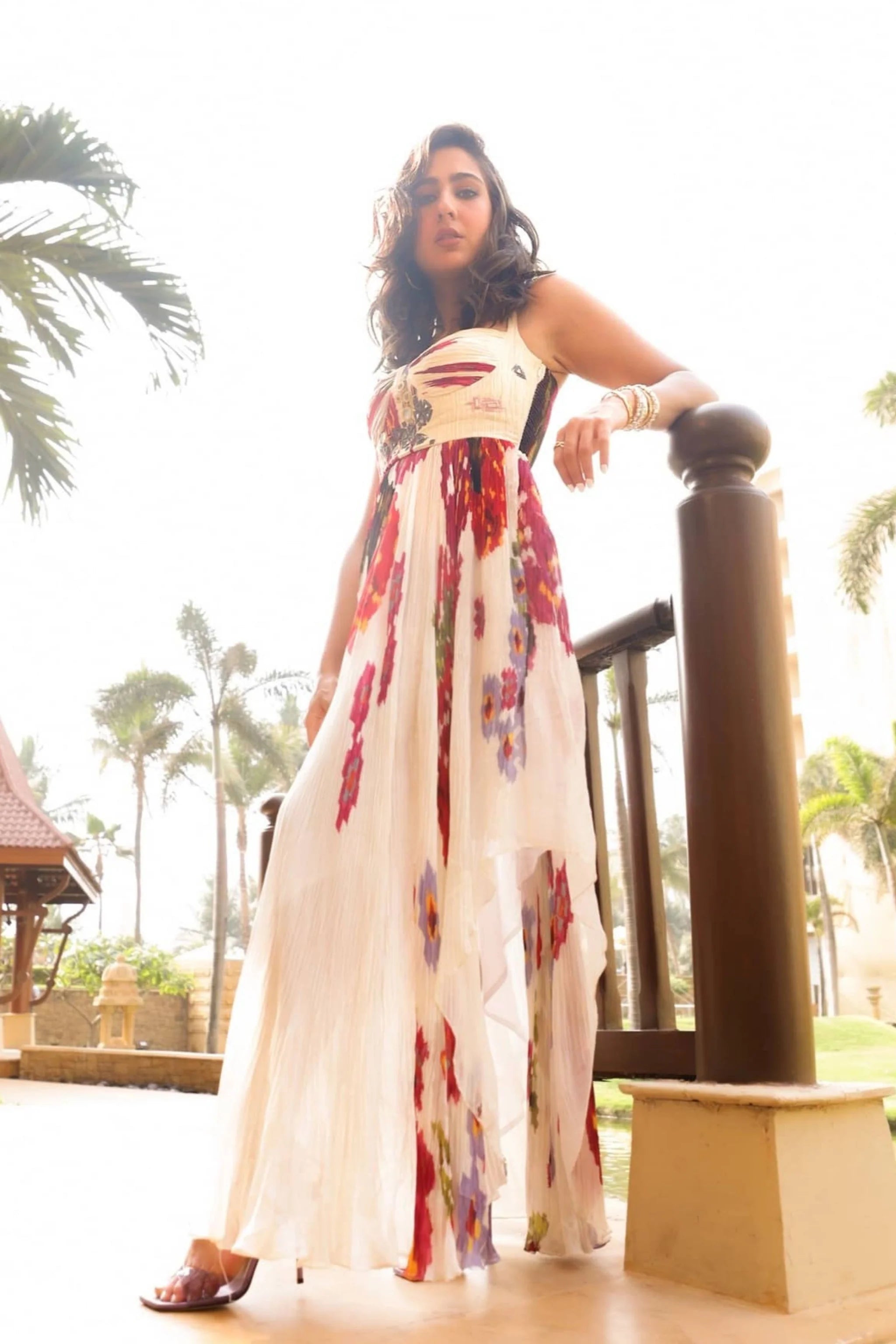 Sara Ali khan In Chiffon Asymmetric Dress