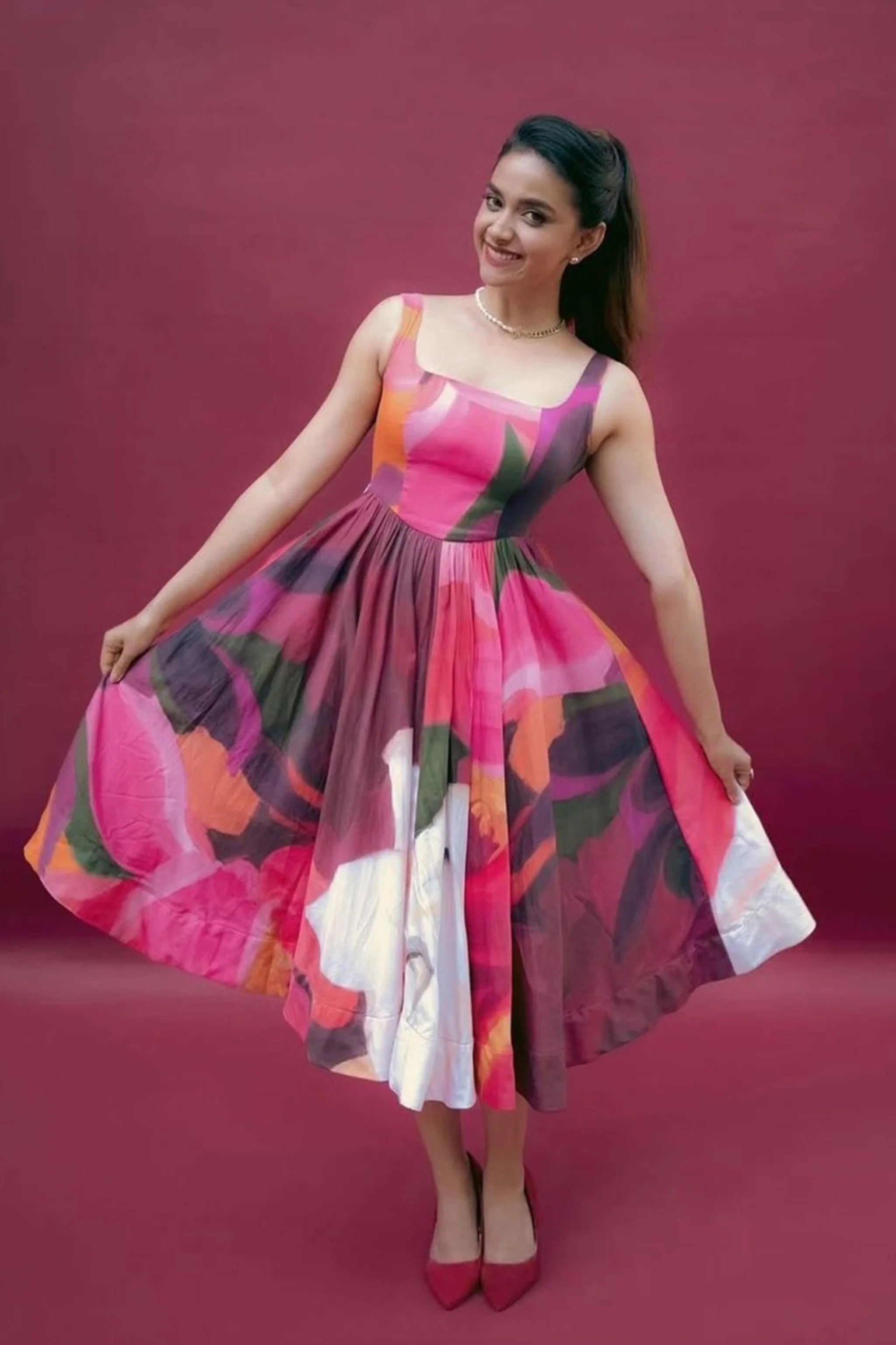 Keerthy Suresh in Cherry Multicolor Dress
