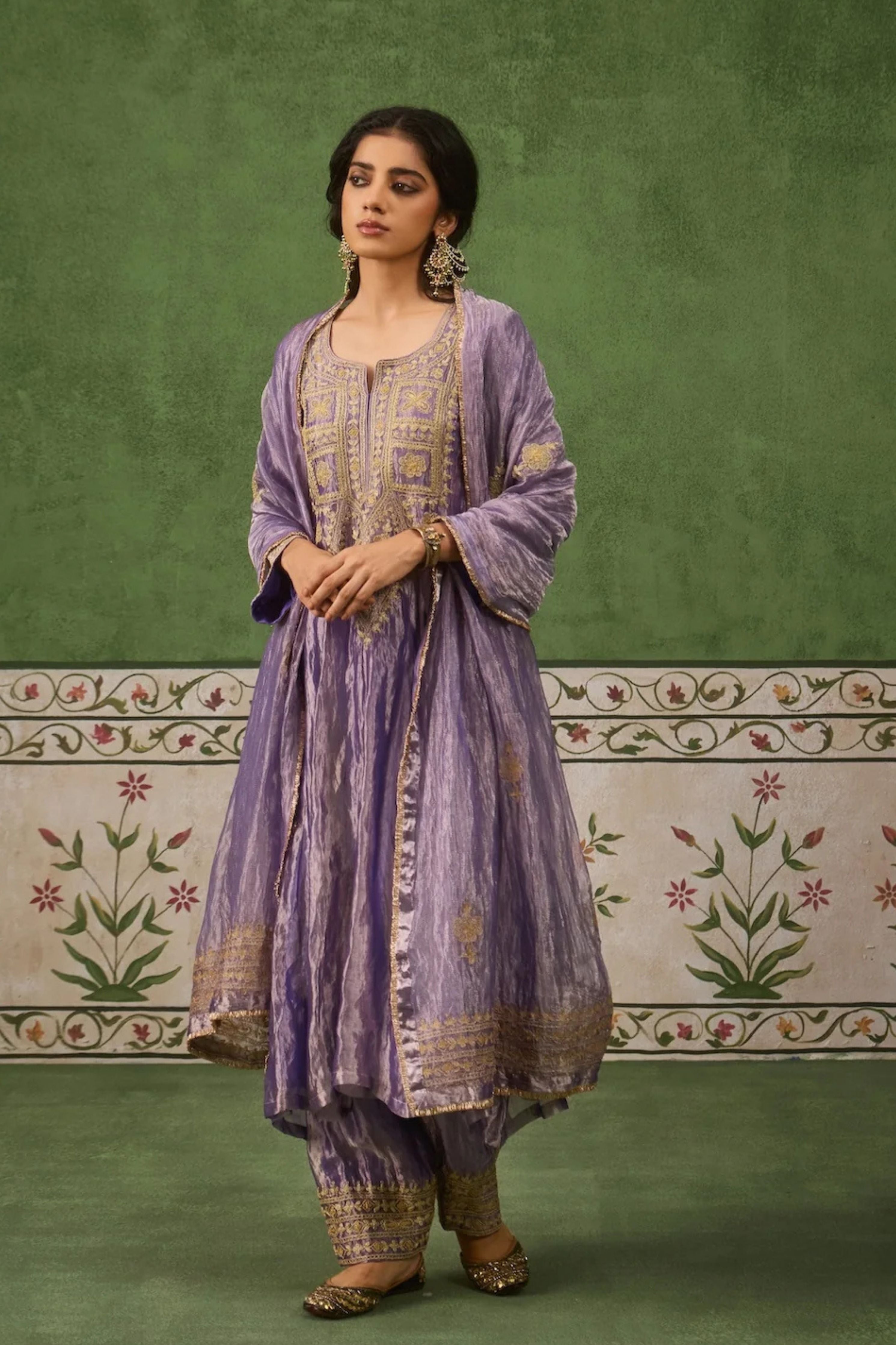 Reet Lilac Tissue Anarkali Kurta Set