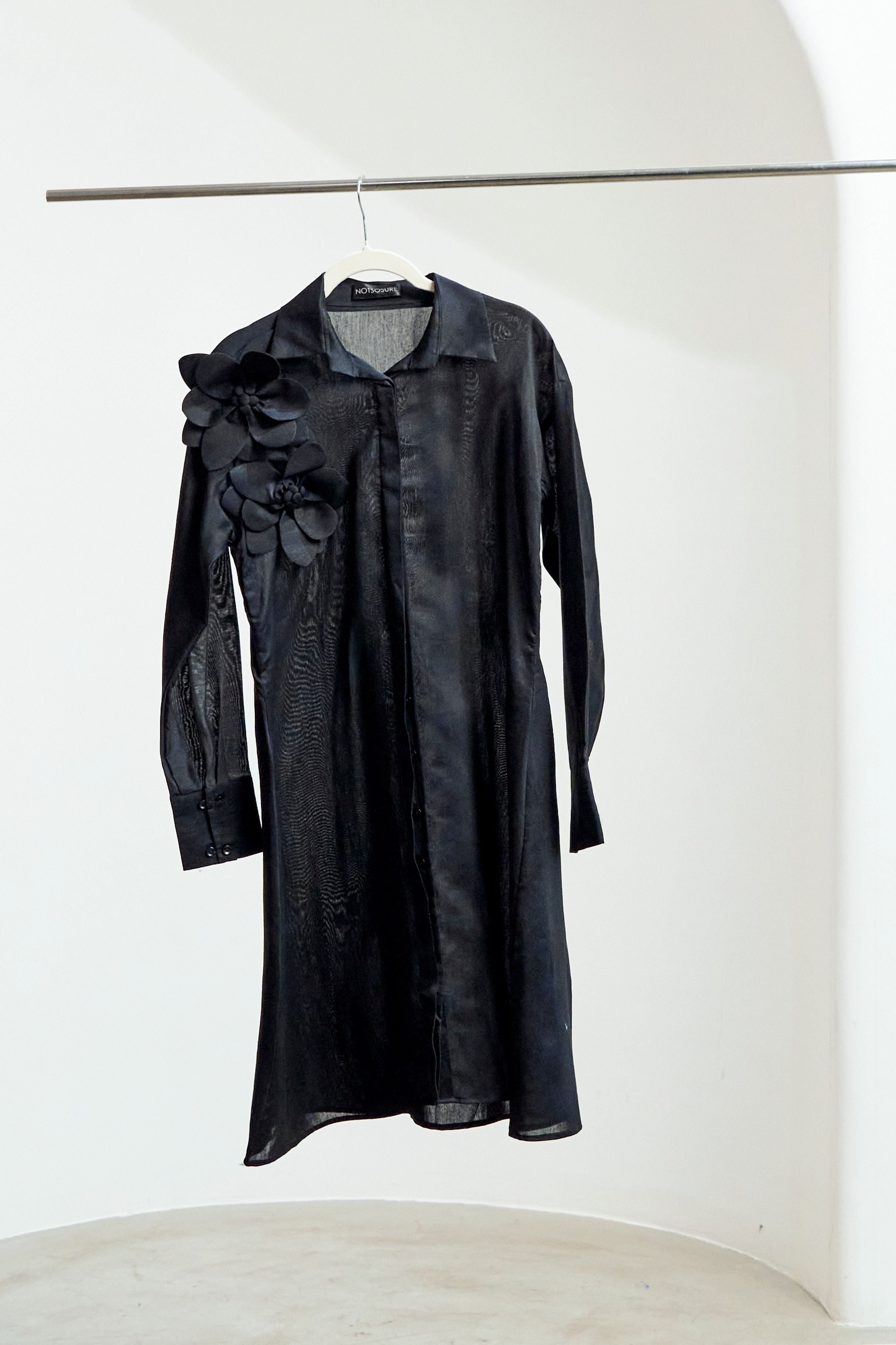 Black 3D Flower Dress