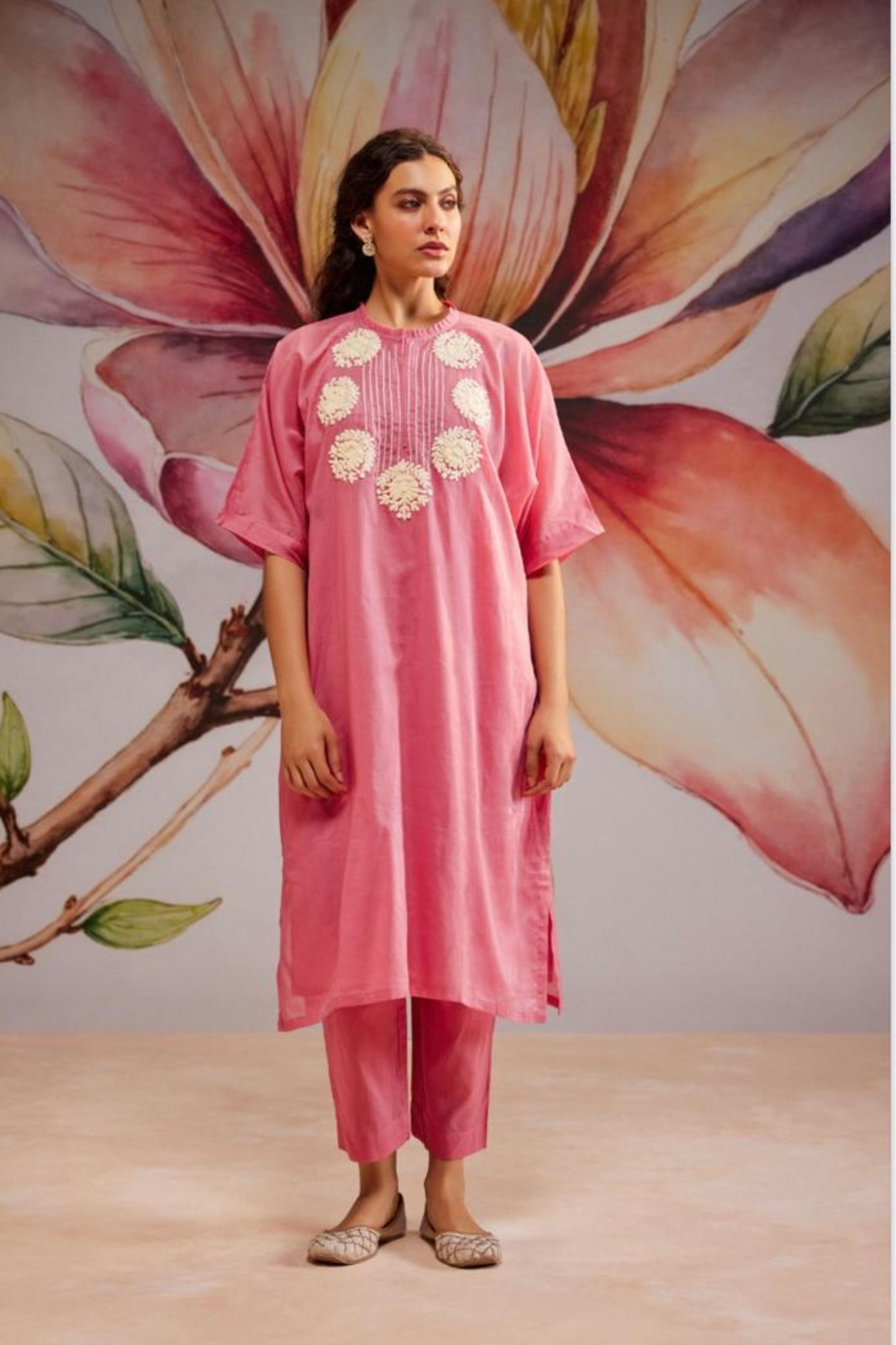 Pink Mul Kurta Set