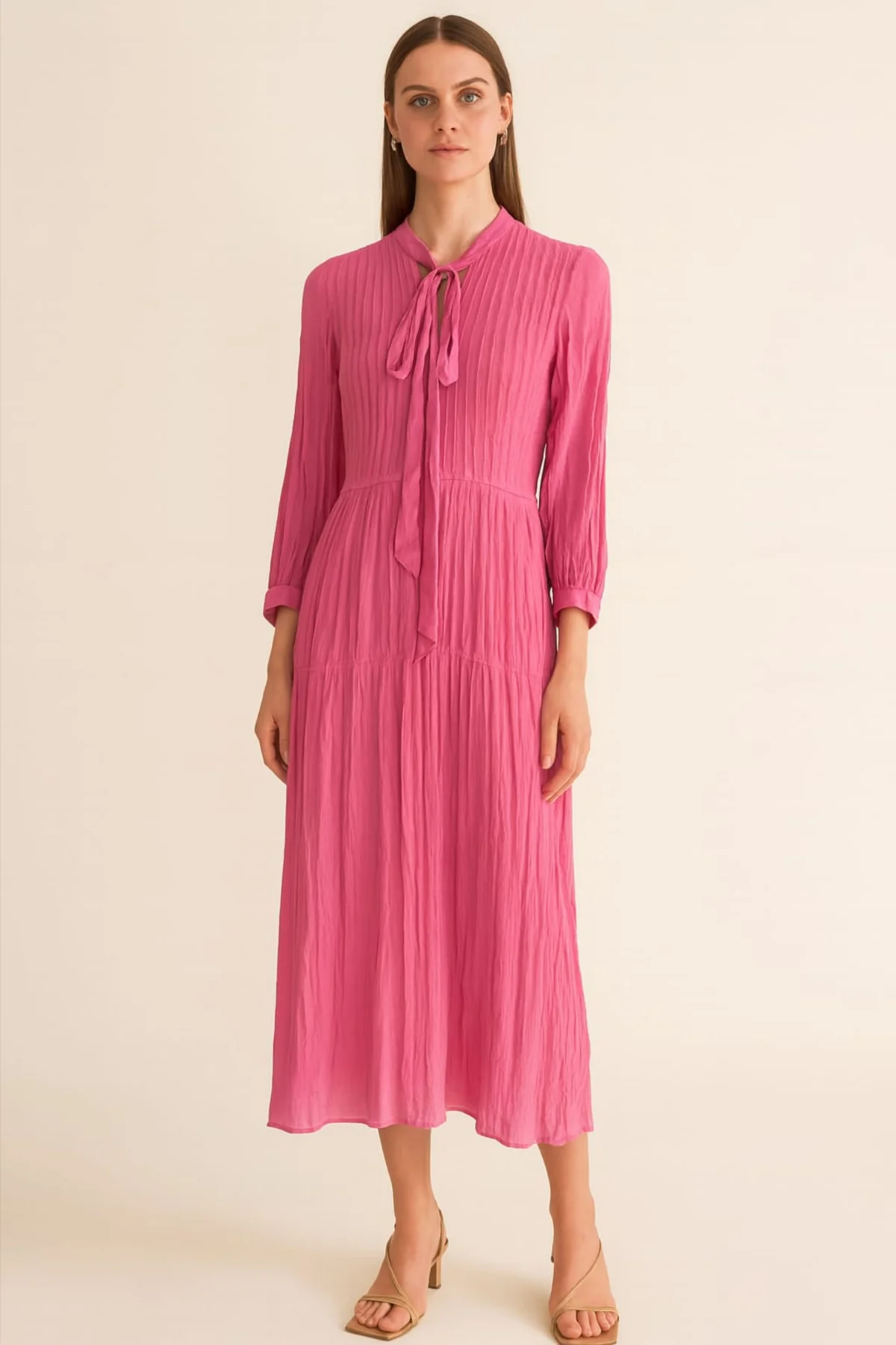 Scarf Collar Ruched Gown