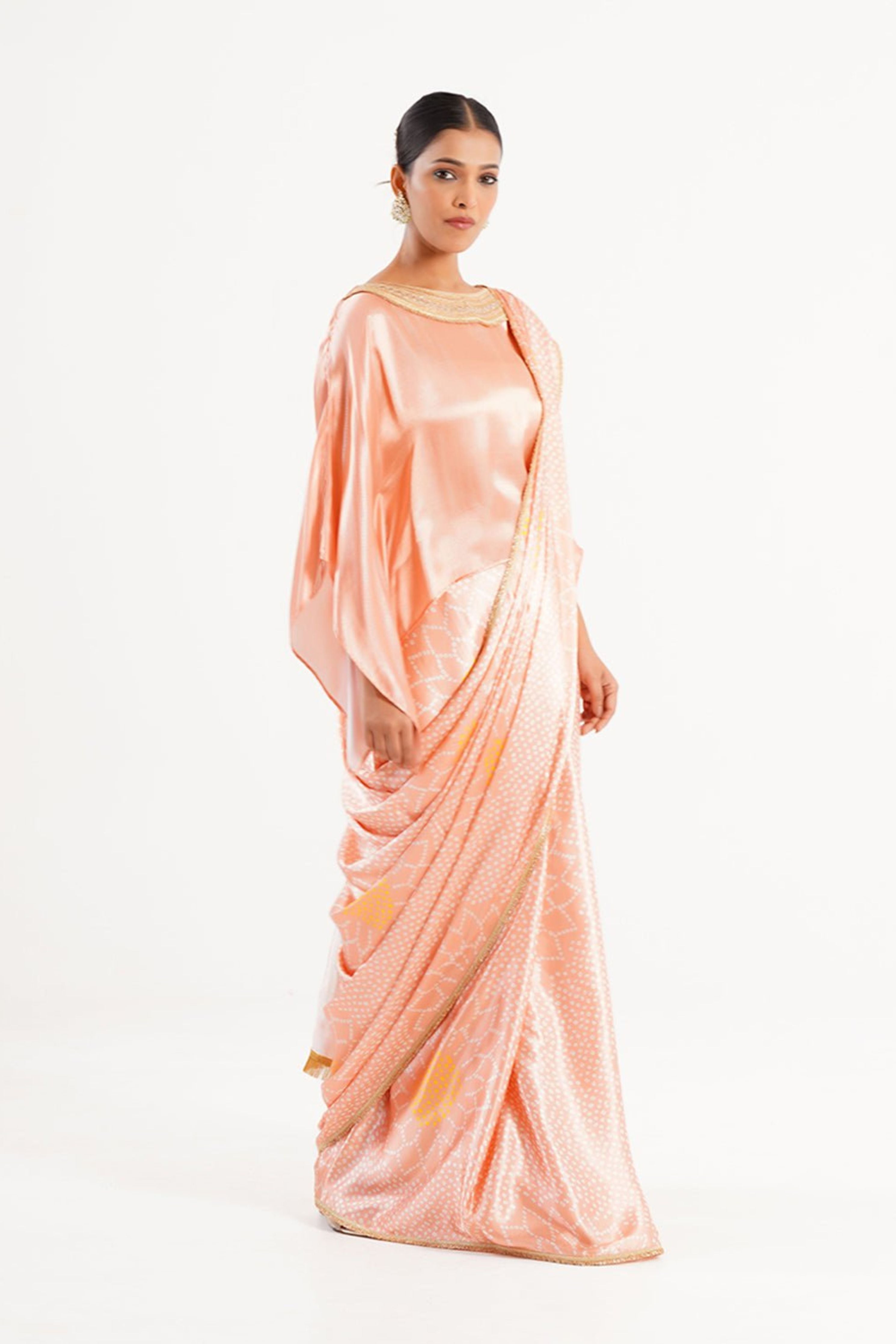 Saree Bandhej Mixology Blush Pink Gold