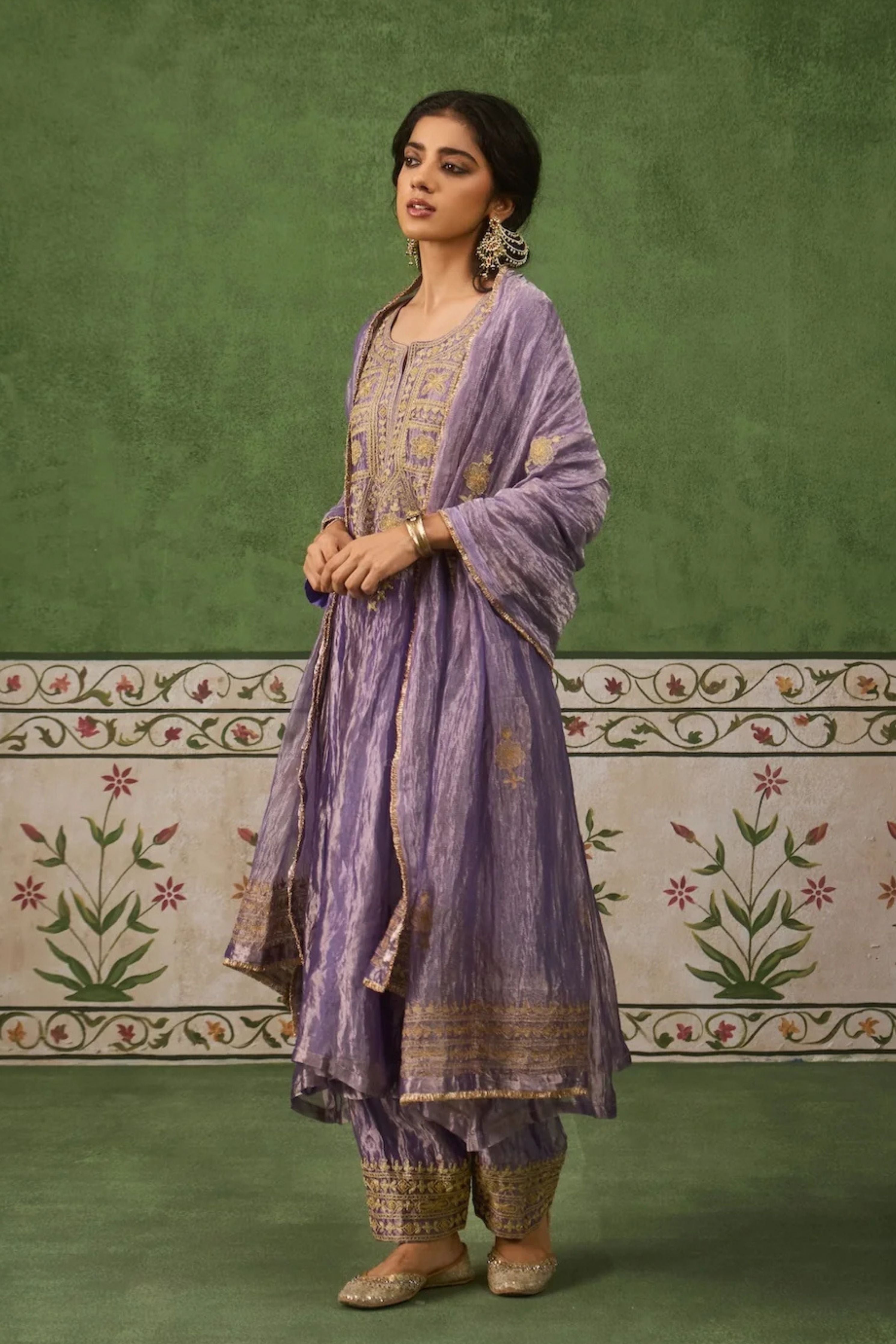Reet Lilac Tissue Anarkali Kurta Set