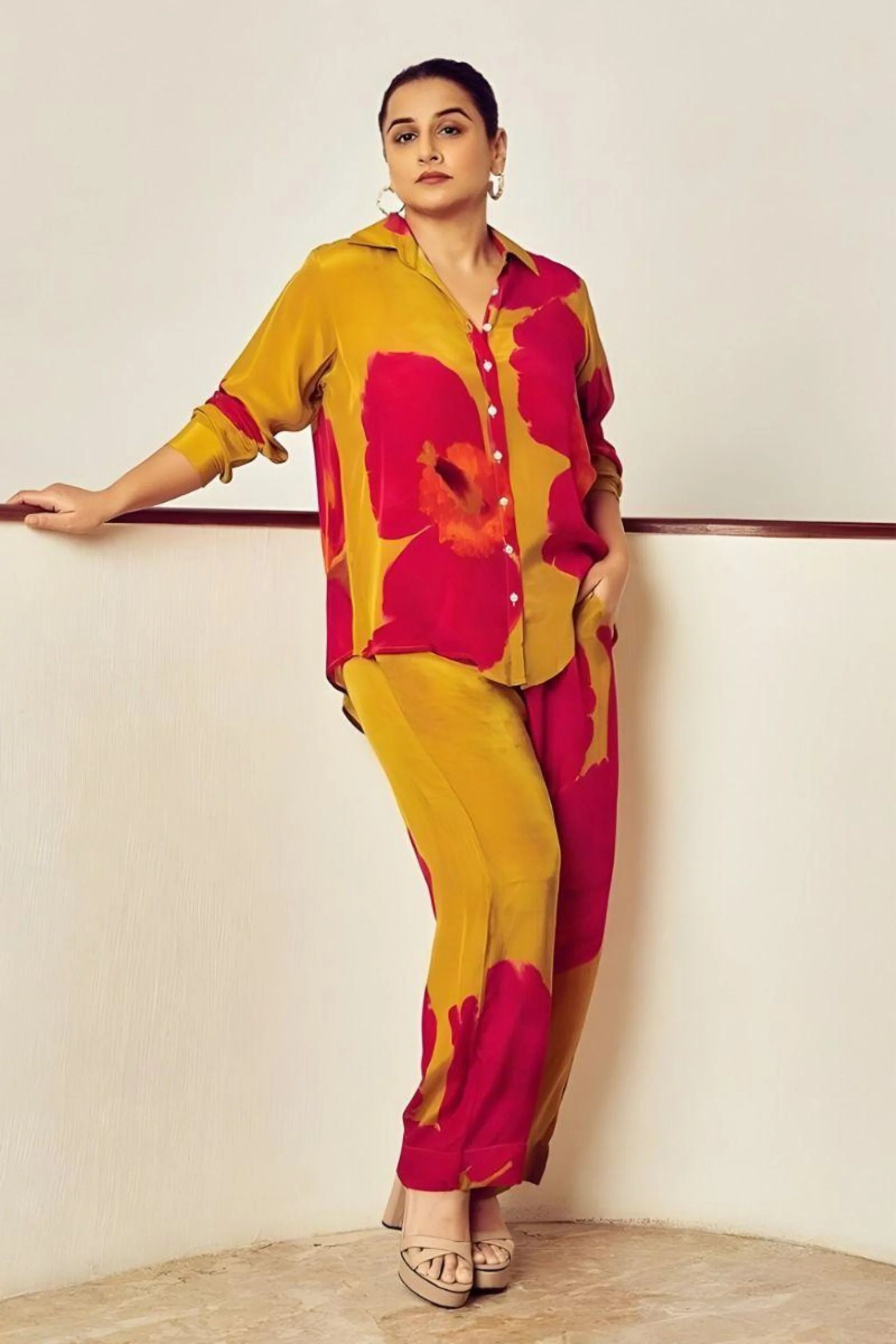 Vidya Balan in Pink Poppies Co-Ord Set