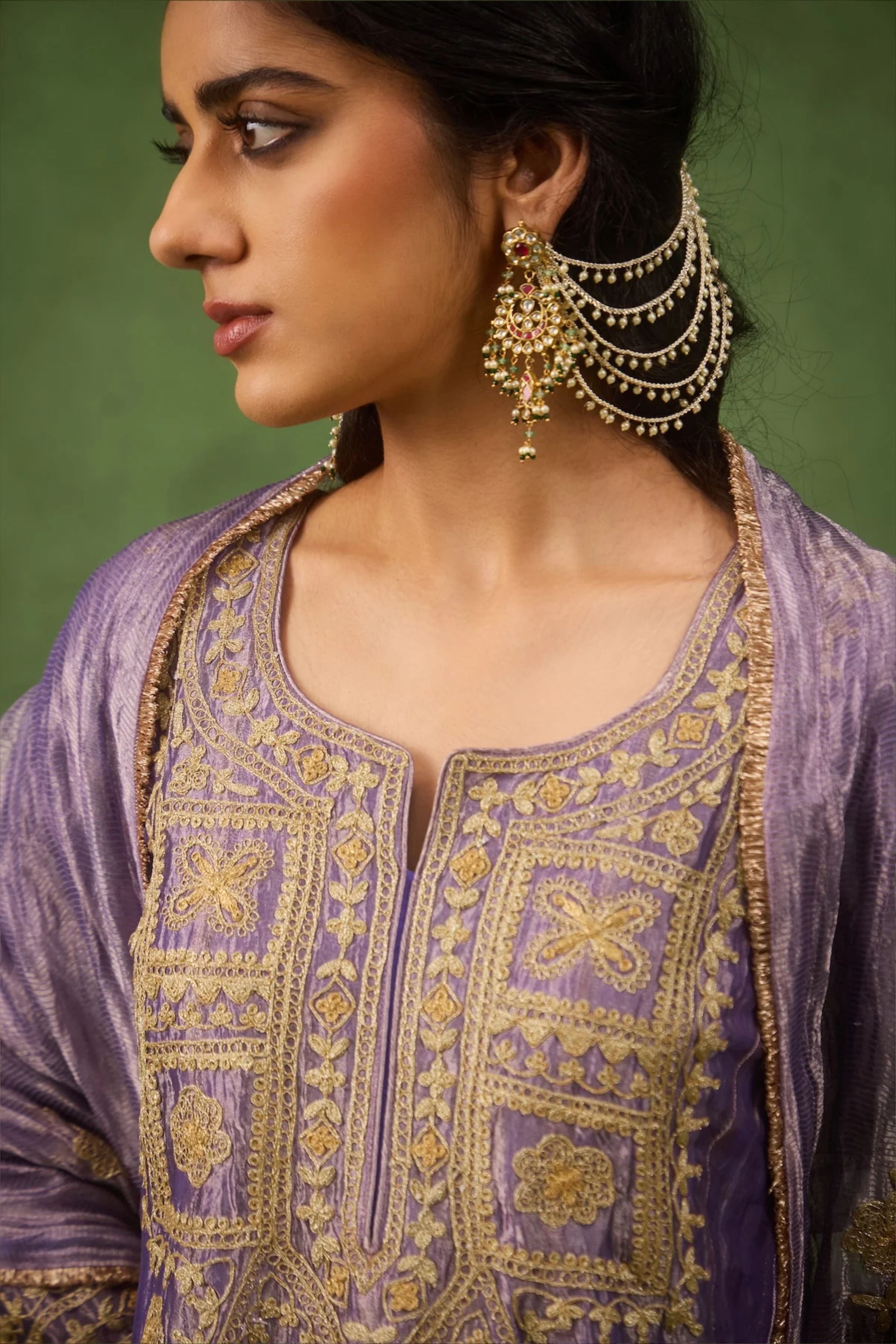 Reet Lilac Tissue Anarkali Kurta Set