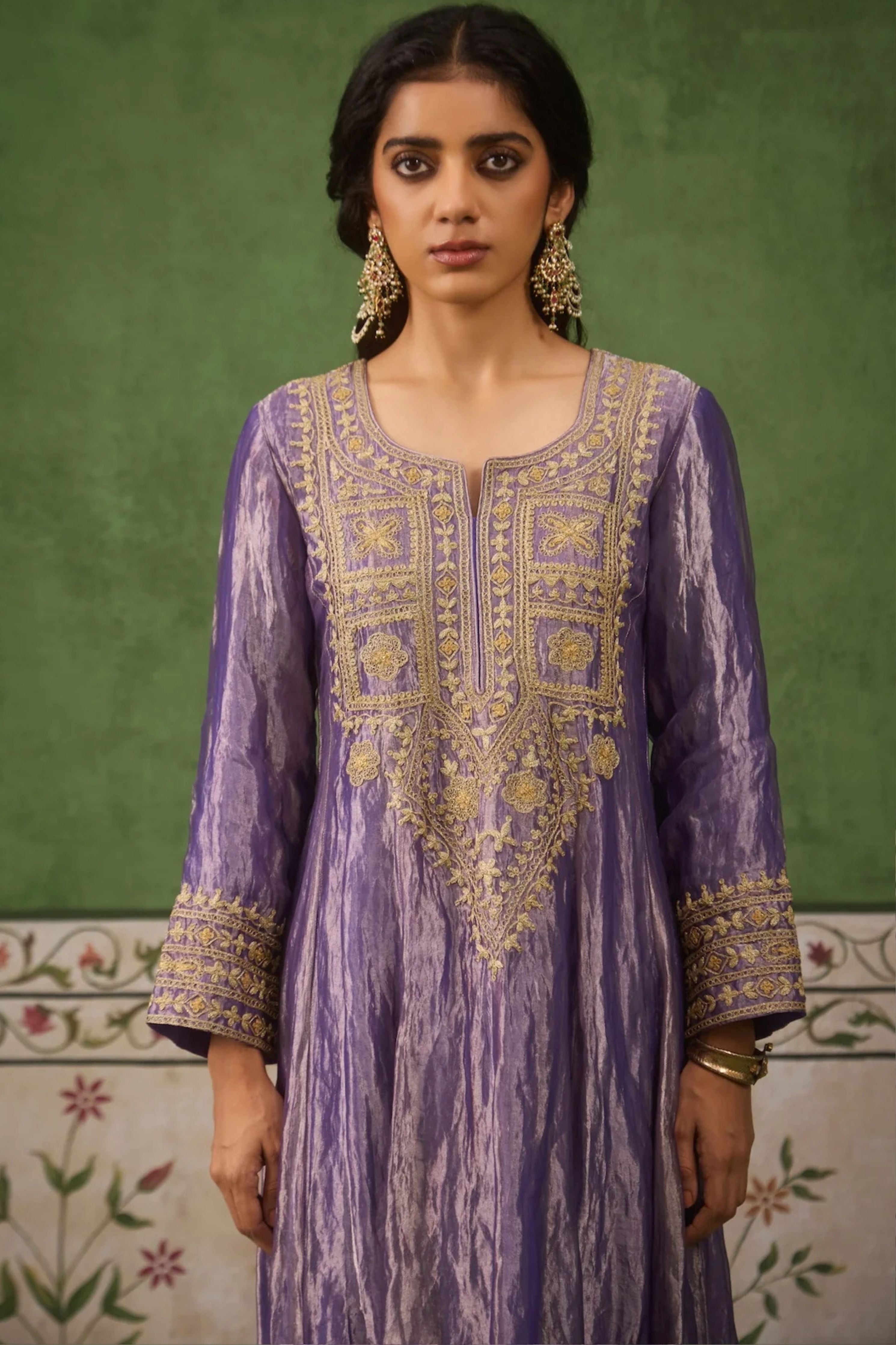 Reet Lilac Tissue Anarkali Kurta Set