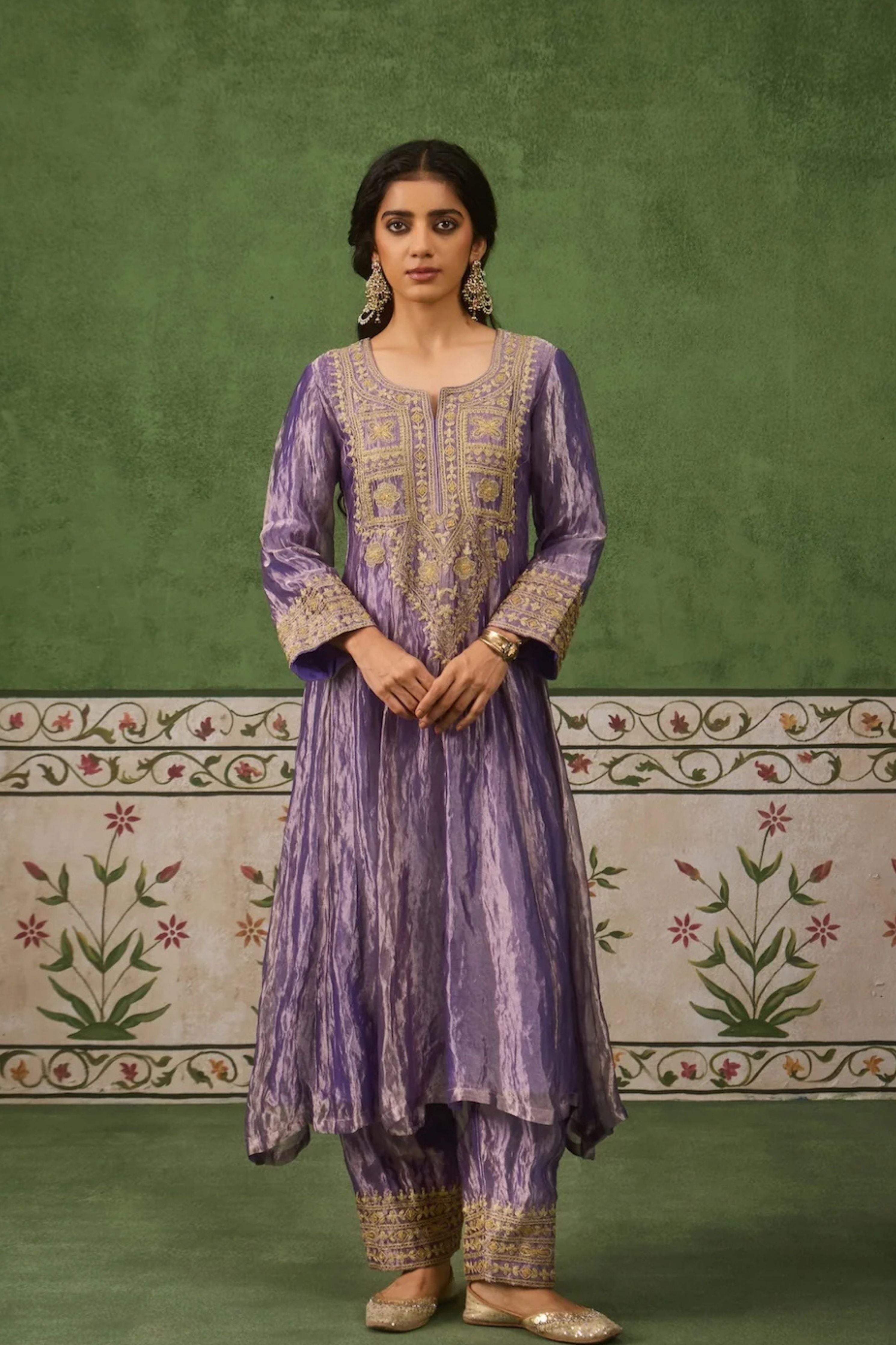 Reet Lilac Tissue Anarkali Kurta Set