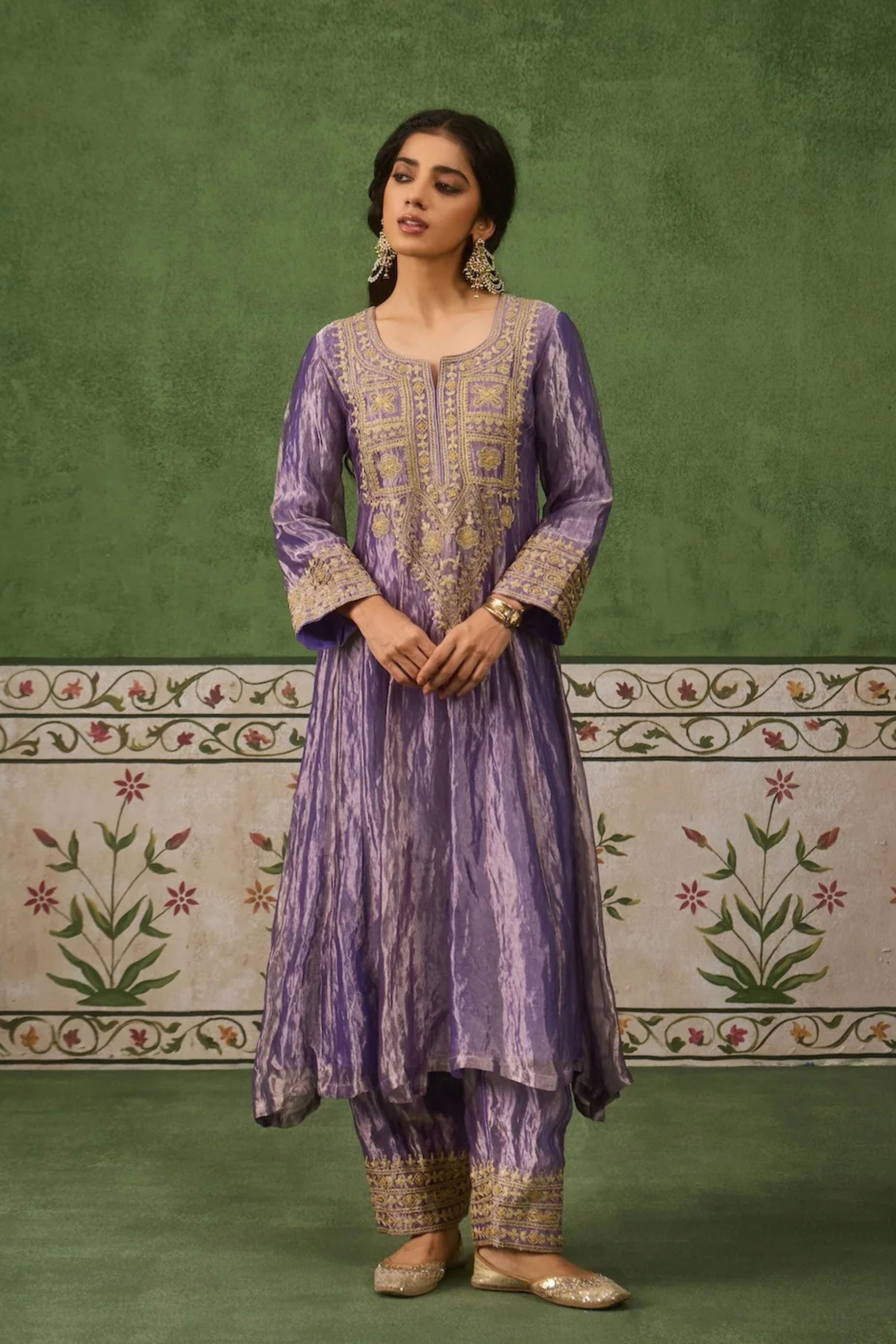 Reet Lilac Tissue Anarkali Kurta Set