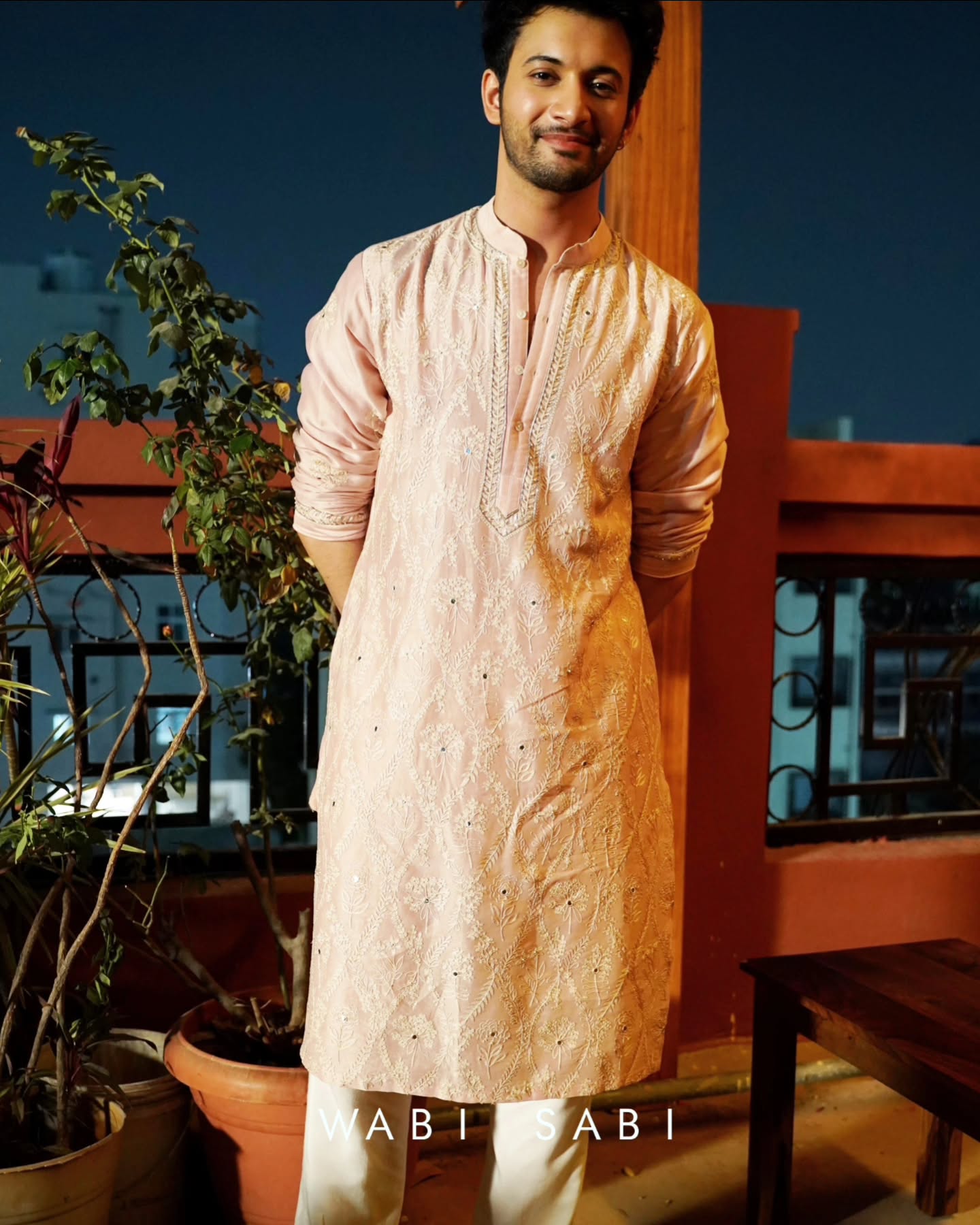 Rohit Saraf In Pale Pink Chanderi Handloom Kurta