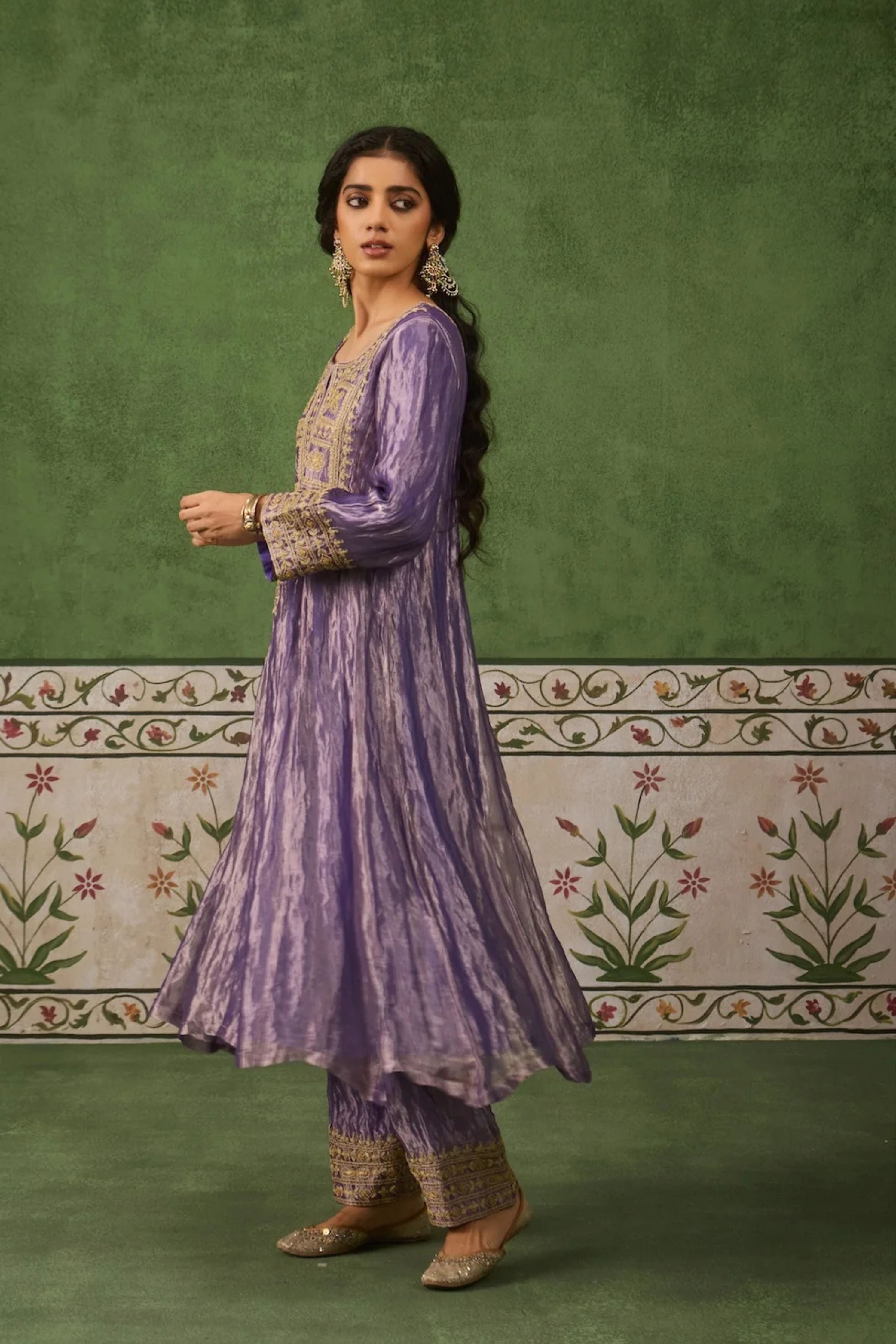 Reet Lilac Tissue Anarkali Kurta Set