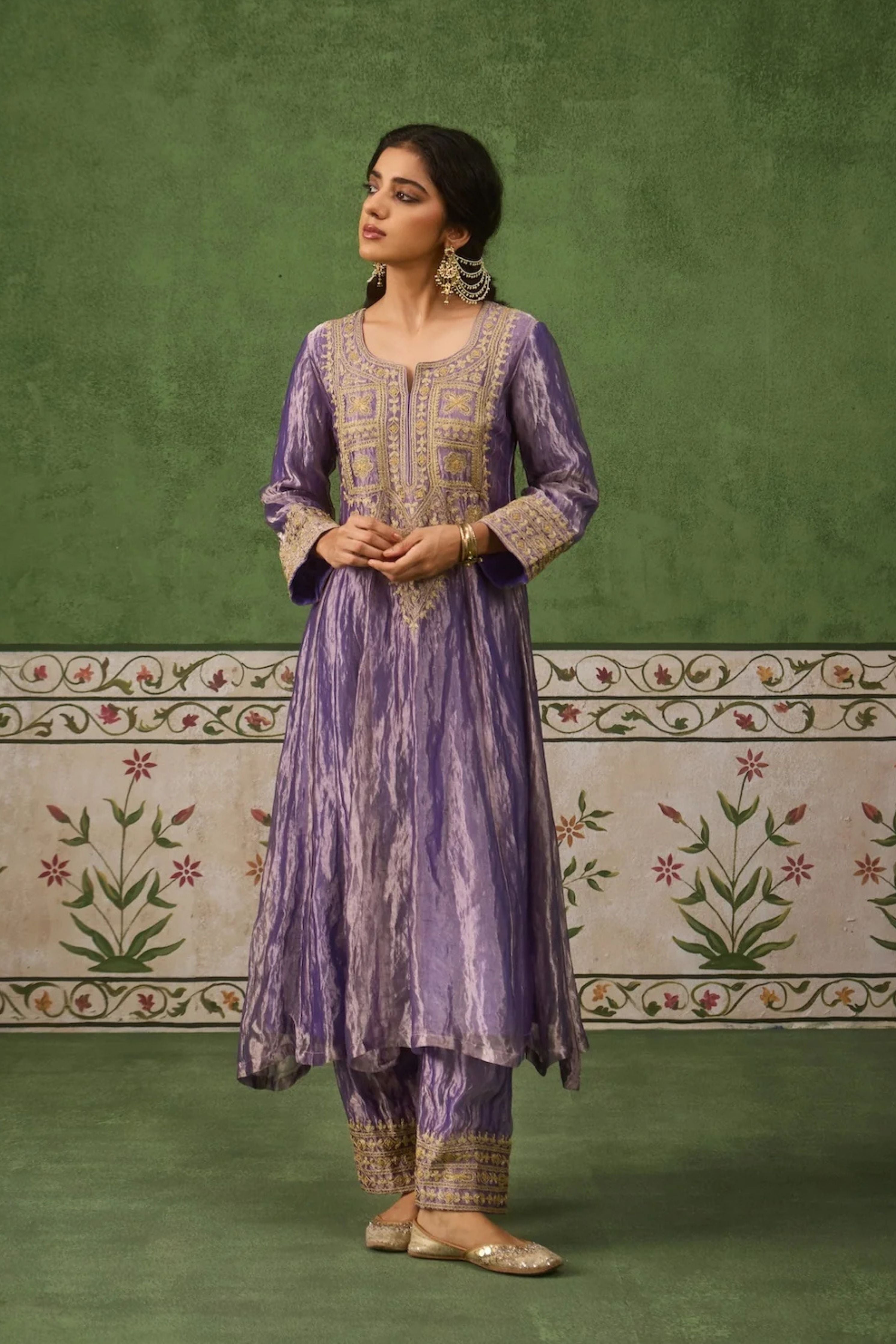 Reet Lilac Tissue Anarkali Kurta Set