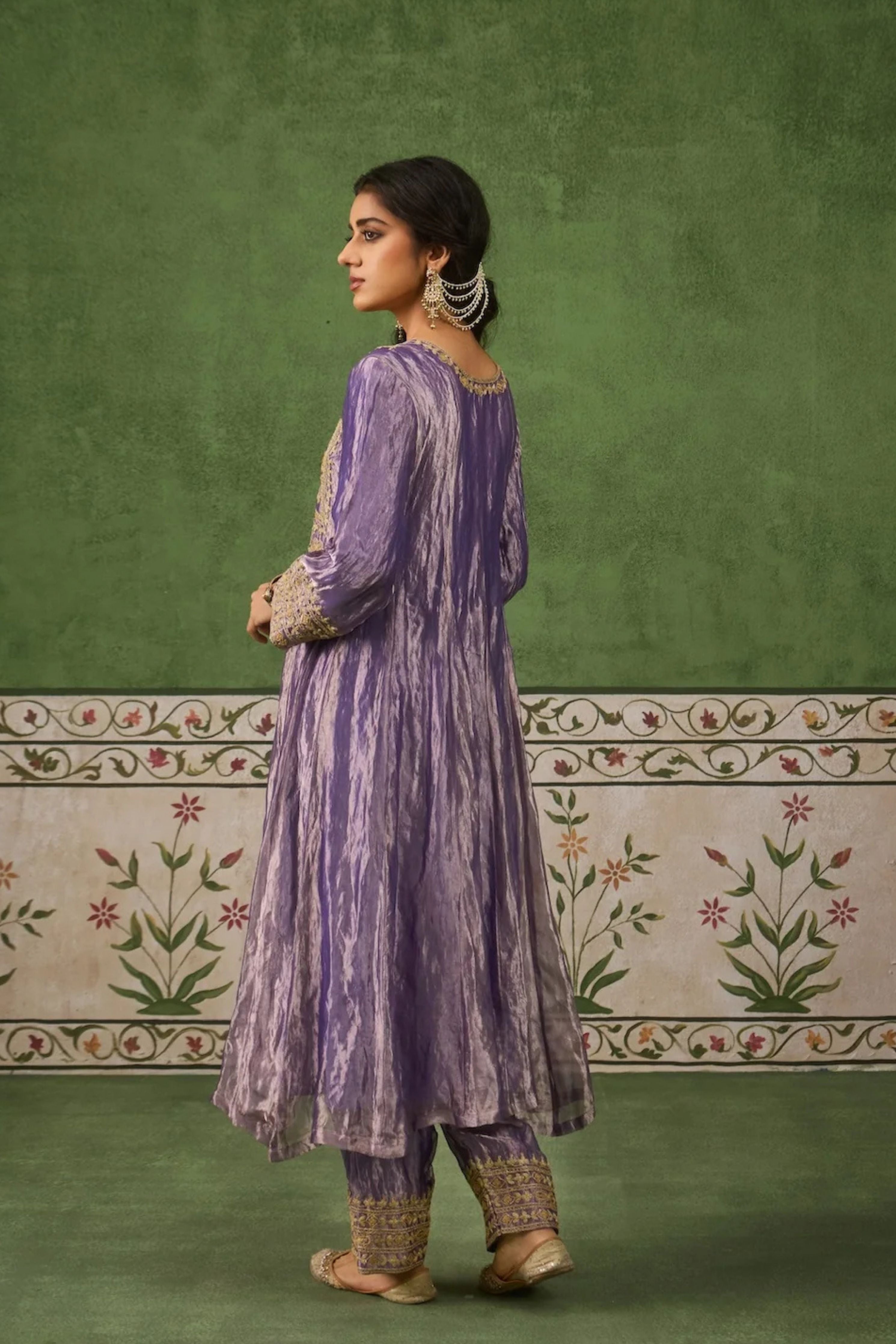 Reet Lilac Tissue Anarkali Kurta Set