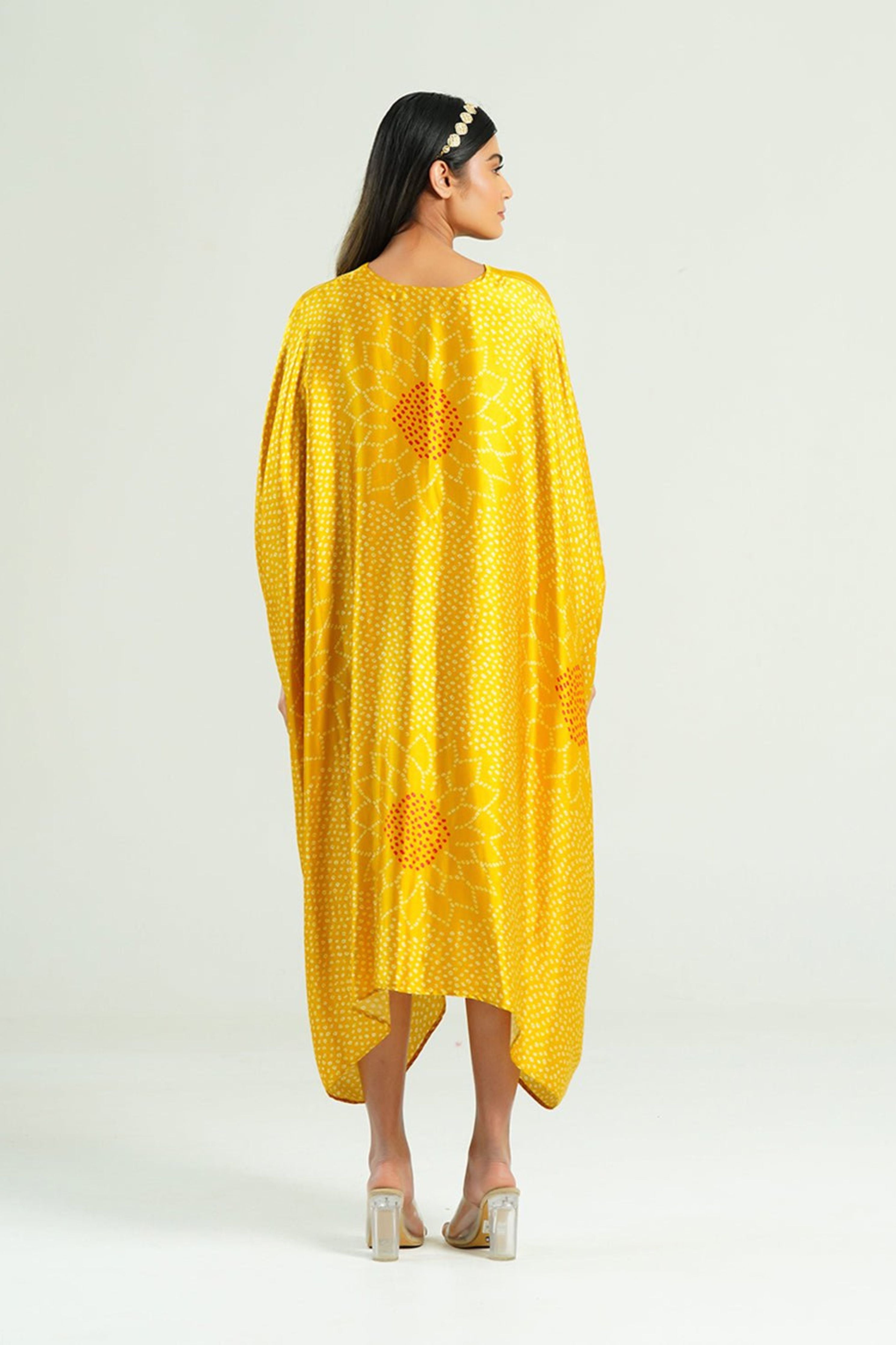 Kaftan Bandhej  Yellow  Gold