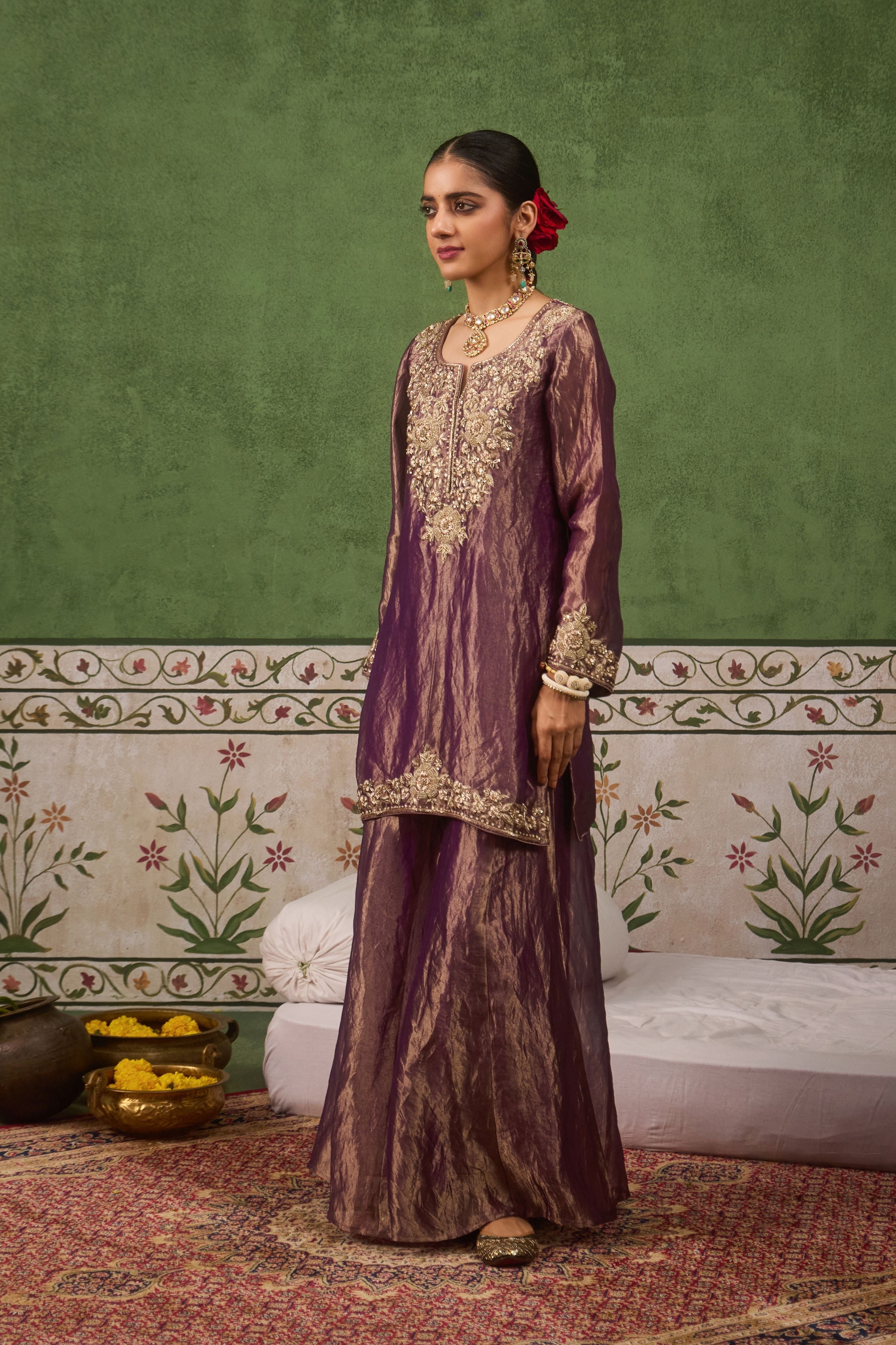 Inayat 2.0 Purple Tissue Sharara Set