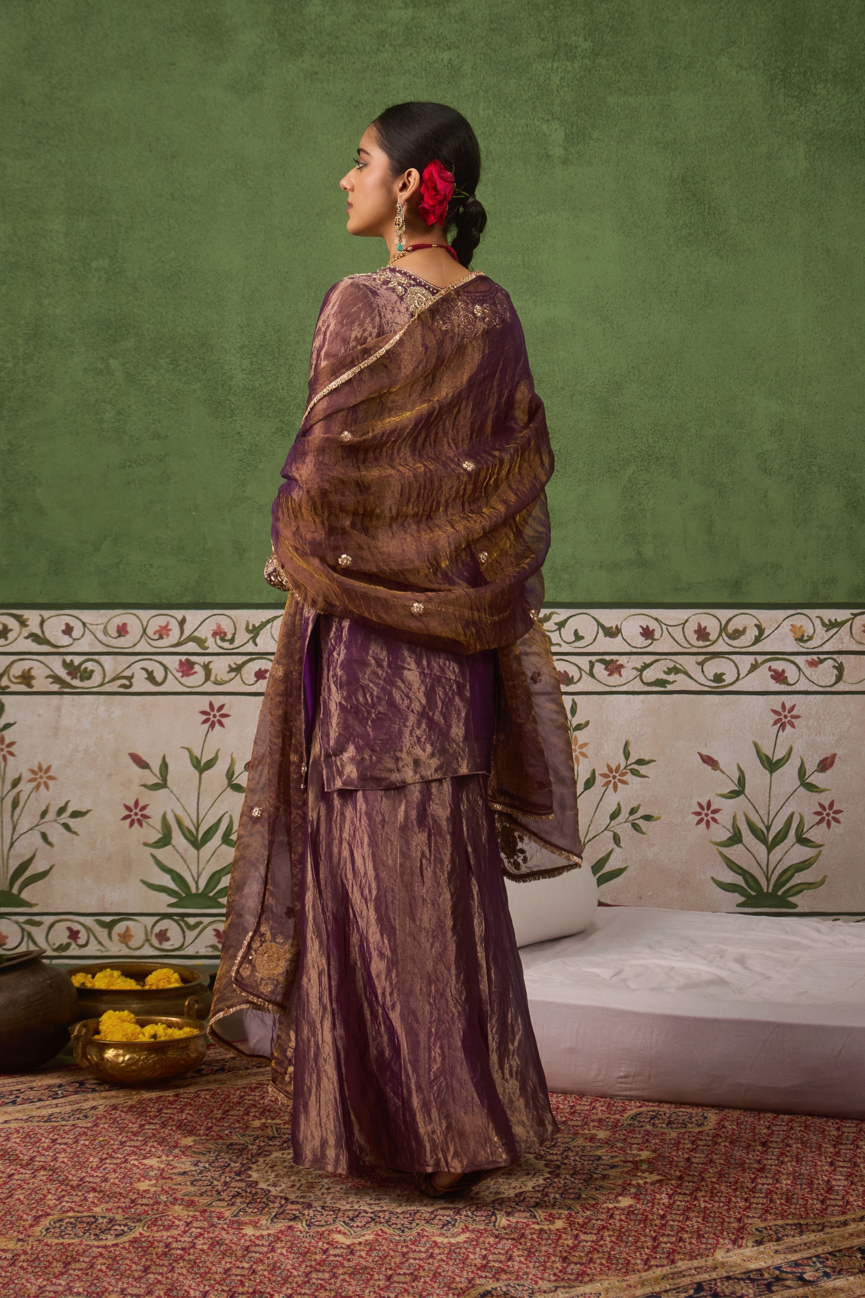Inayat 2.0 Purple Tissue Sharara Set