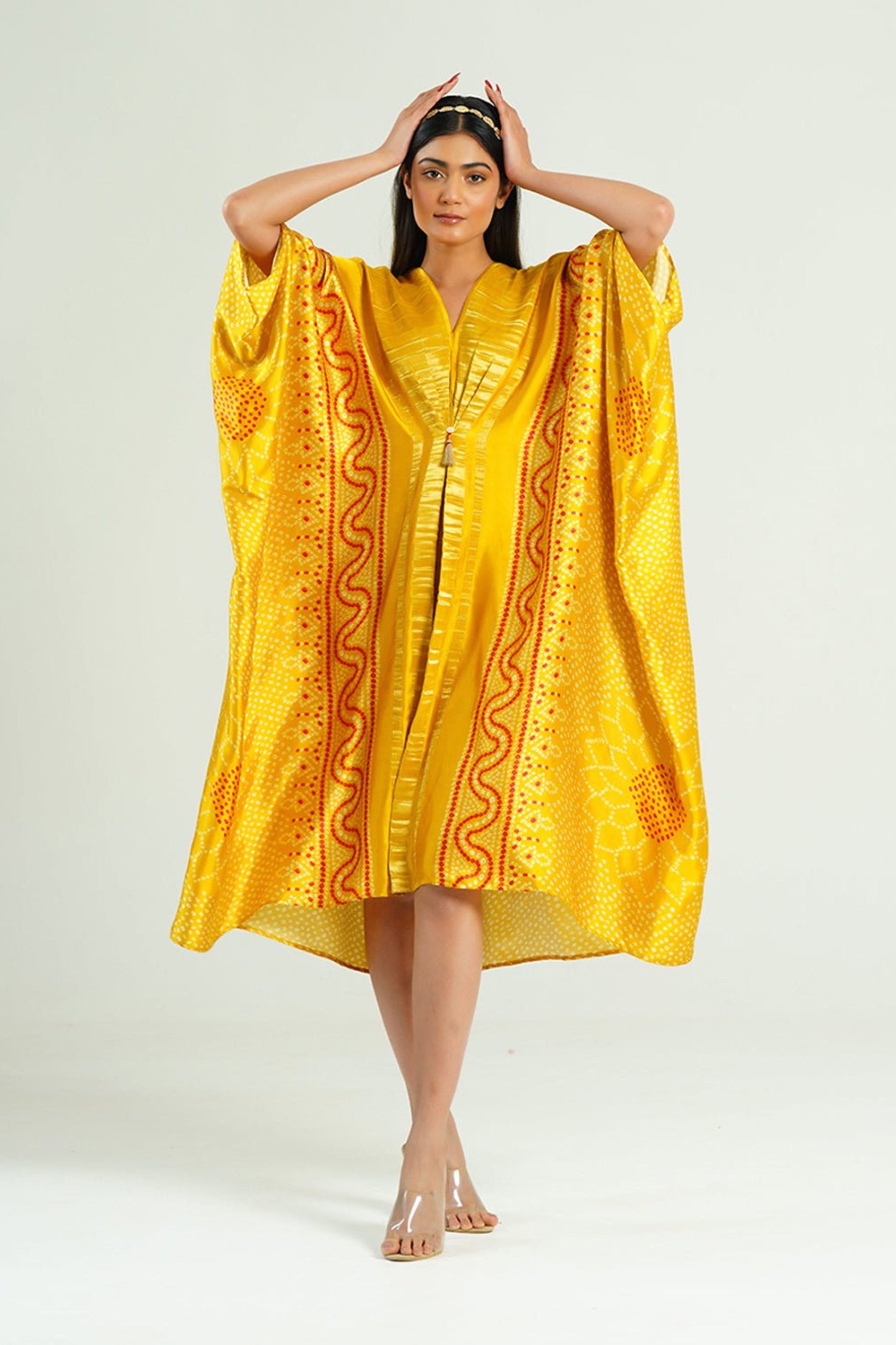 Kaftan Bandhej  Yellow  Gold