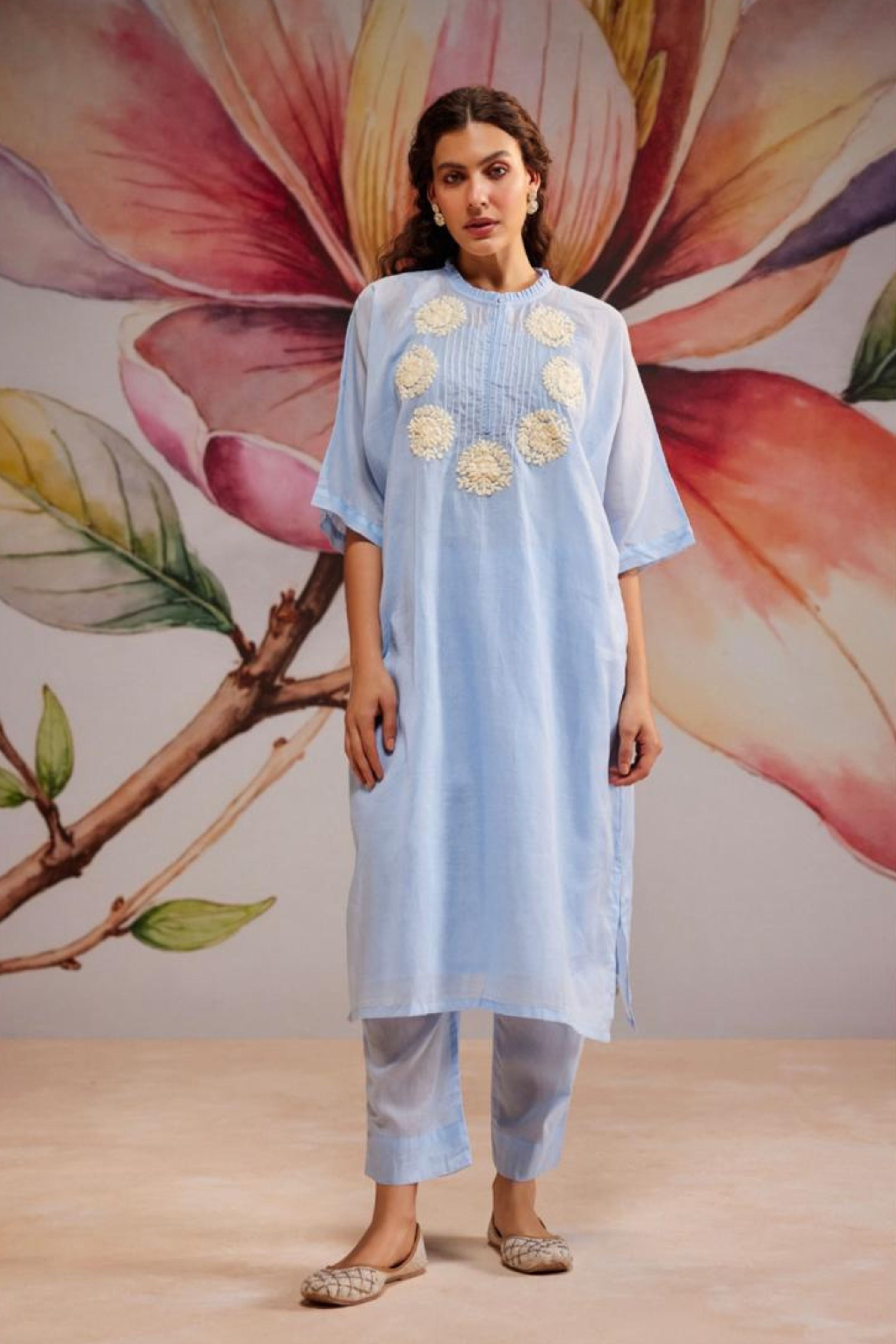 Blue Mul Kurta Set