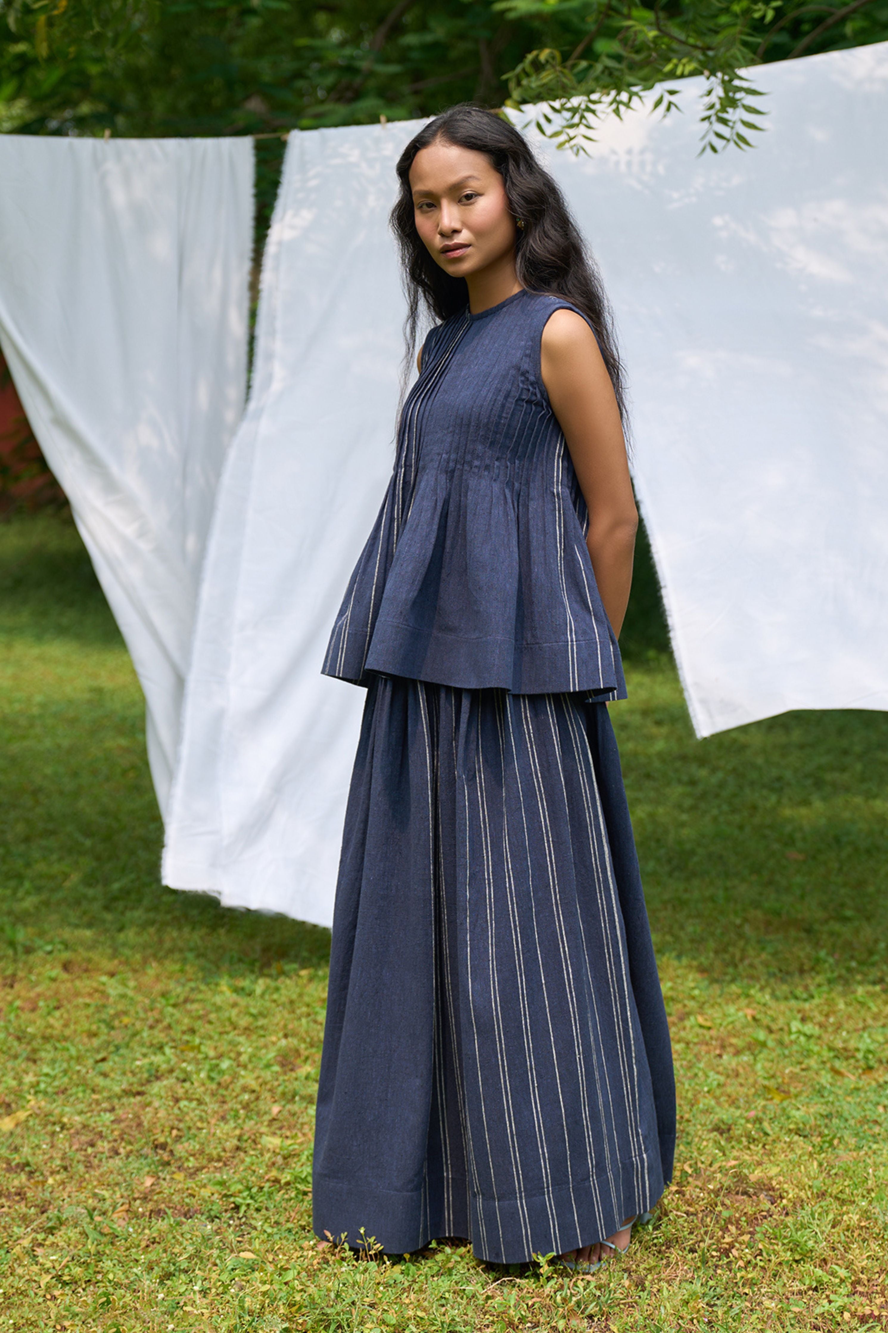 Cobalt Sleeveless Pintucks Top