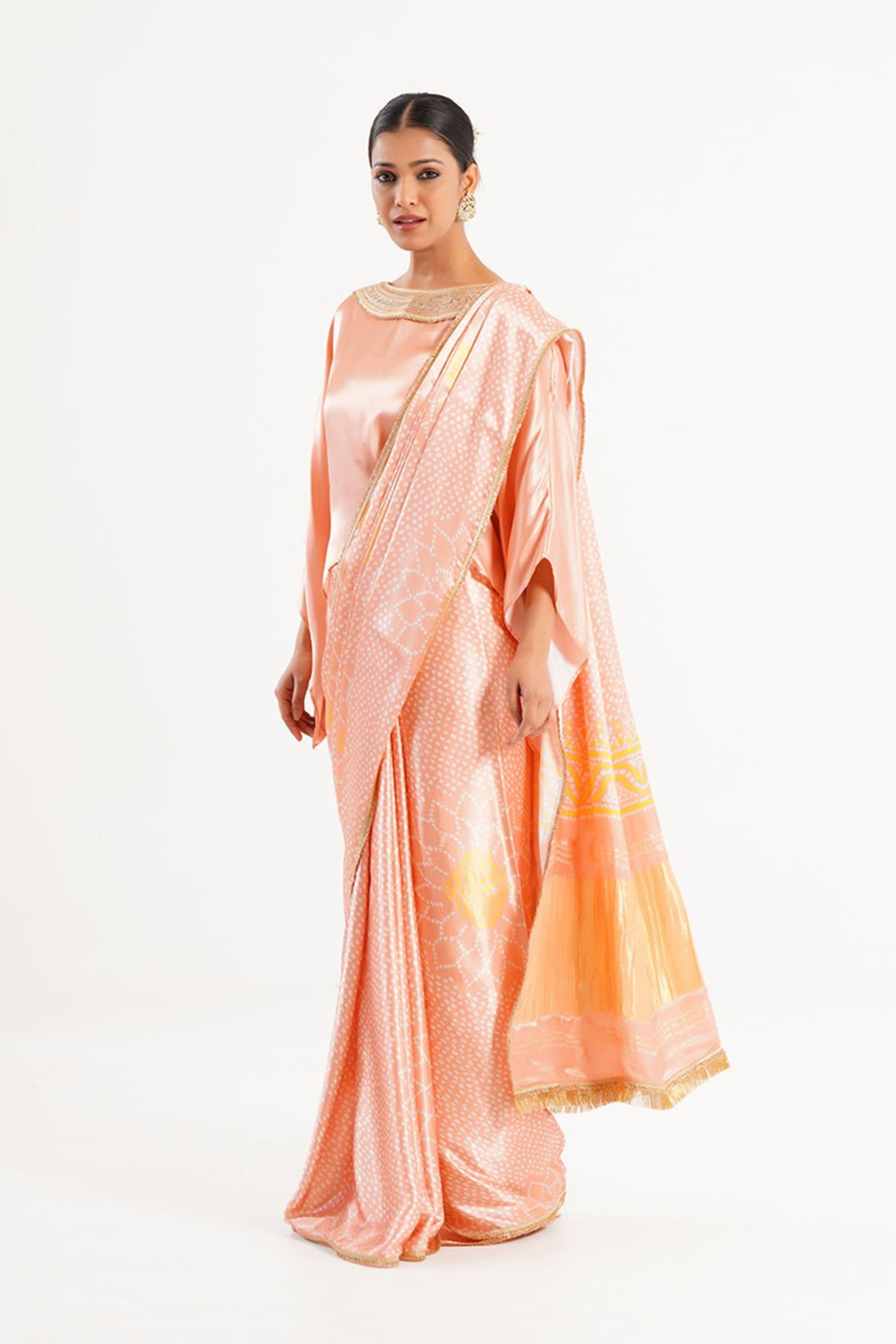 Saree Bandhej Mixology Blush Pink Gold