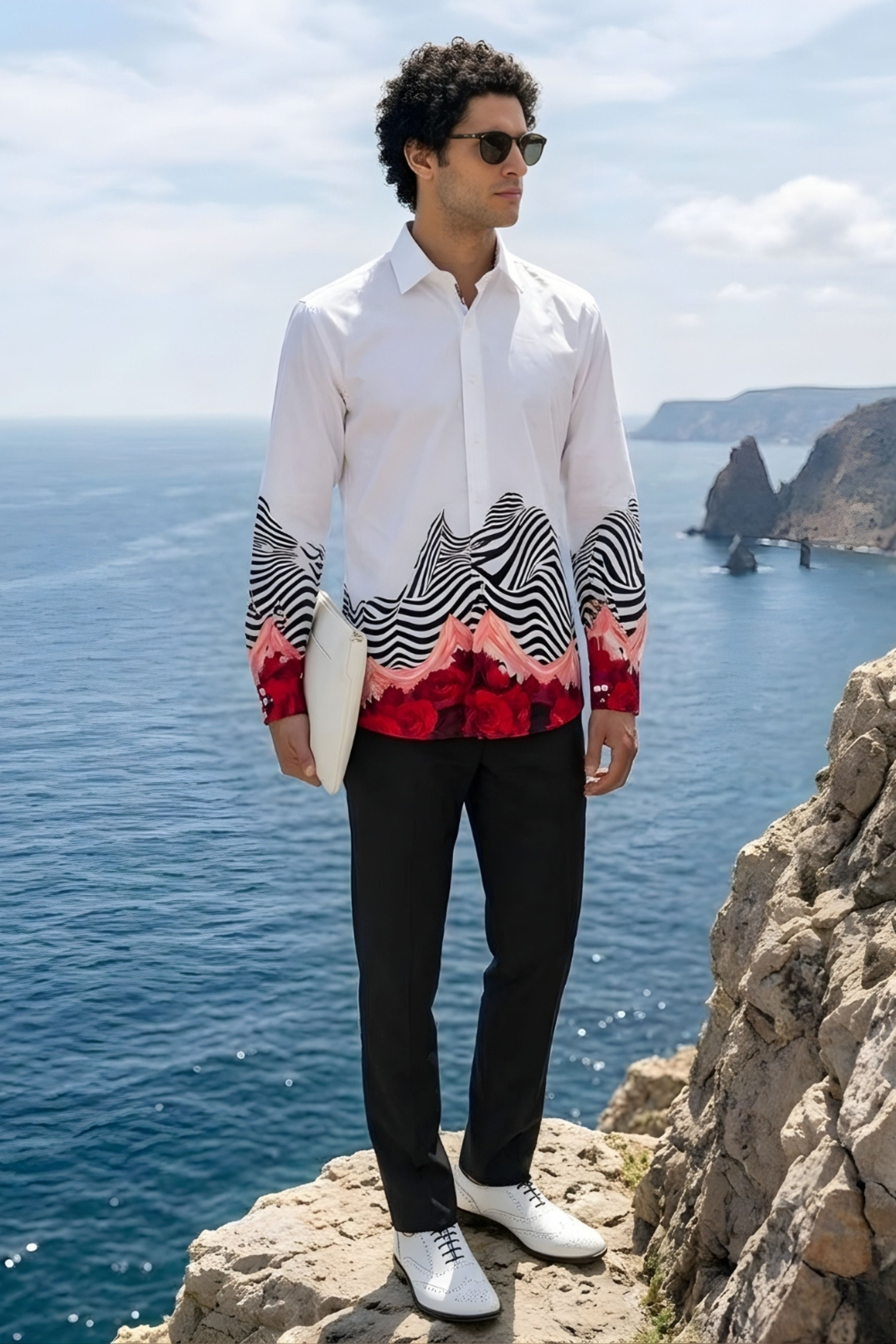 White Wave Printed Shirt