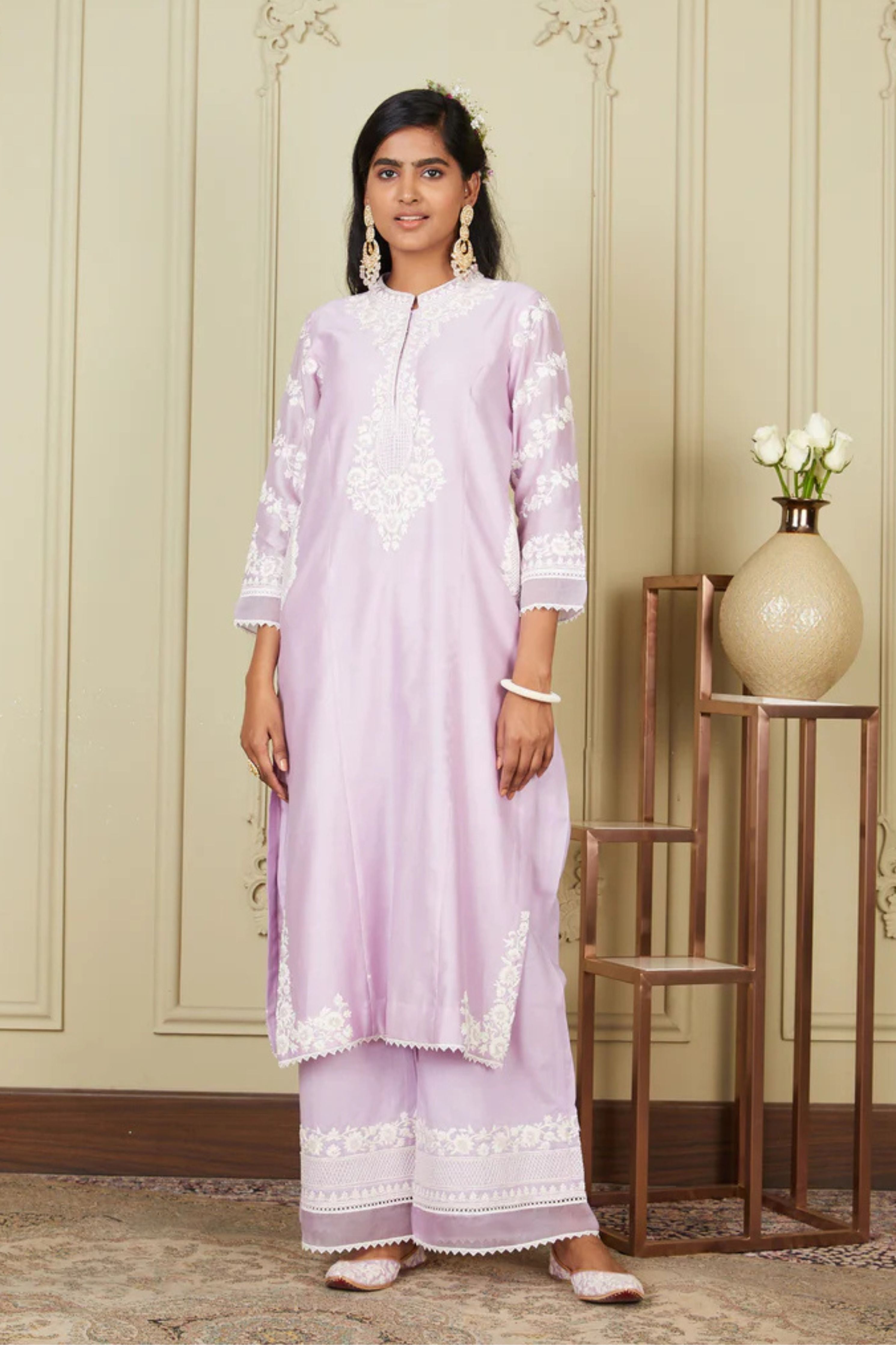 Banafsha  Periwinkle Long Kurta With Palazzo