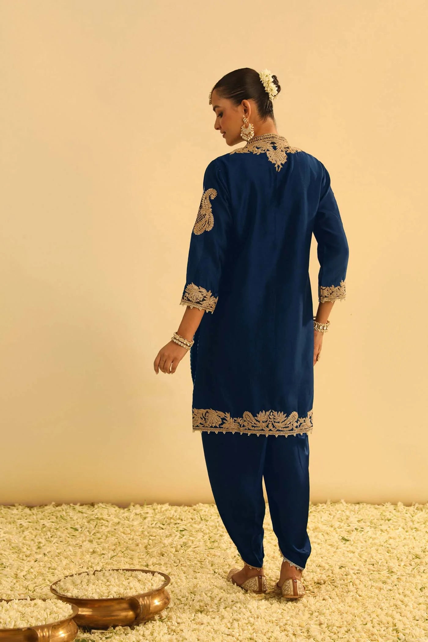 Aabish  Deep Blue Kurta Dhoti Set