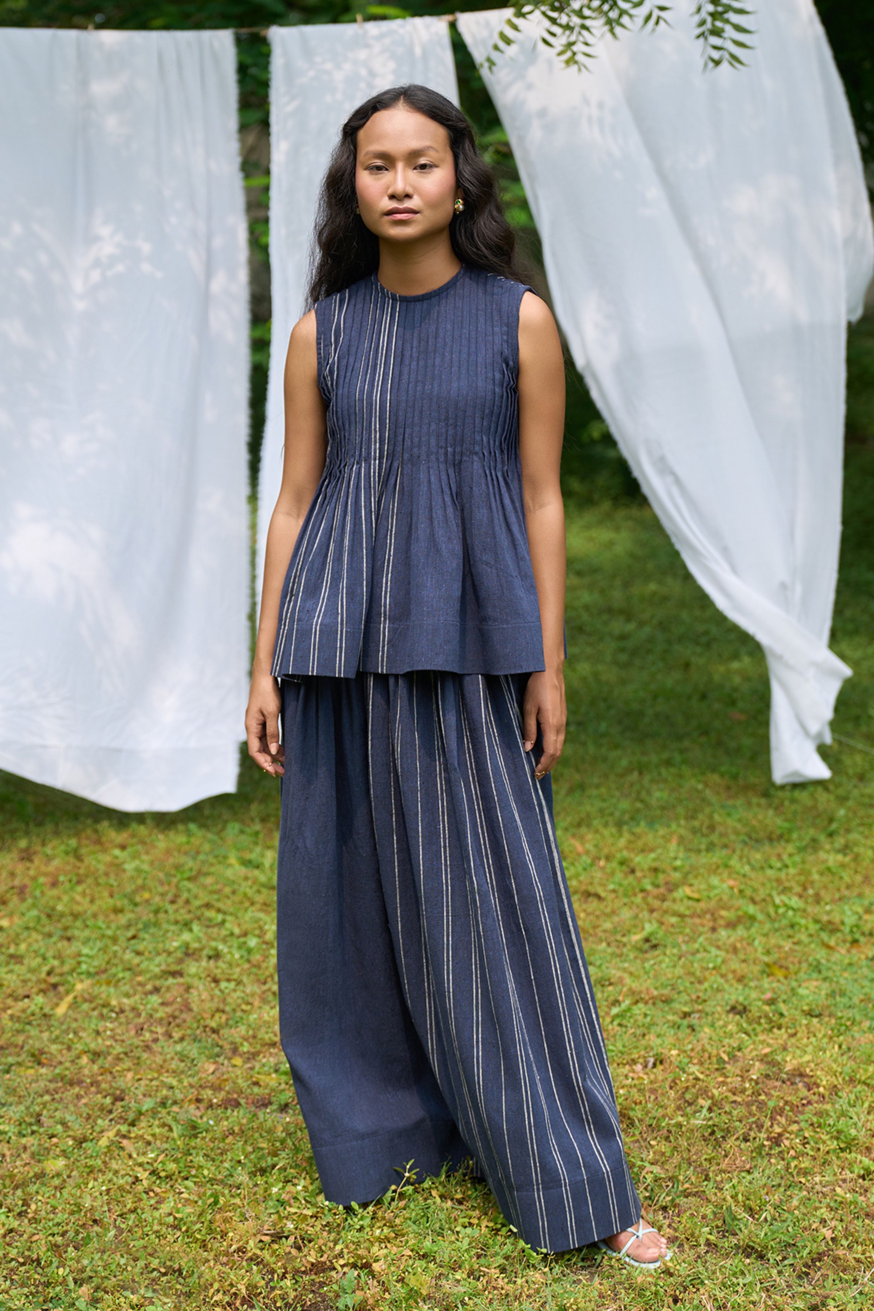 Cobalt Sleeveless Pintucks Top