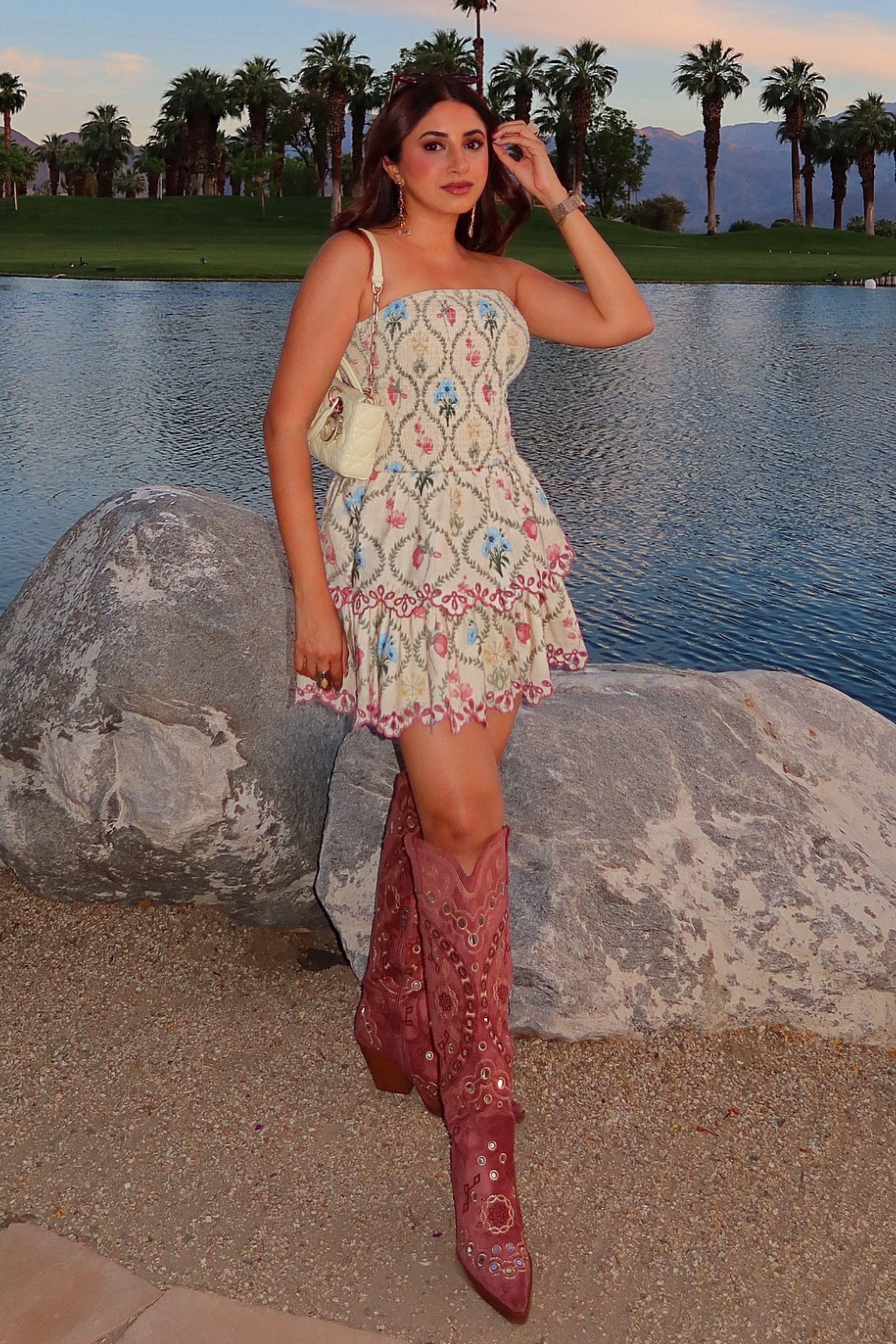 Aashna Shroff in Apricot Mini Dress