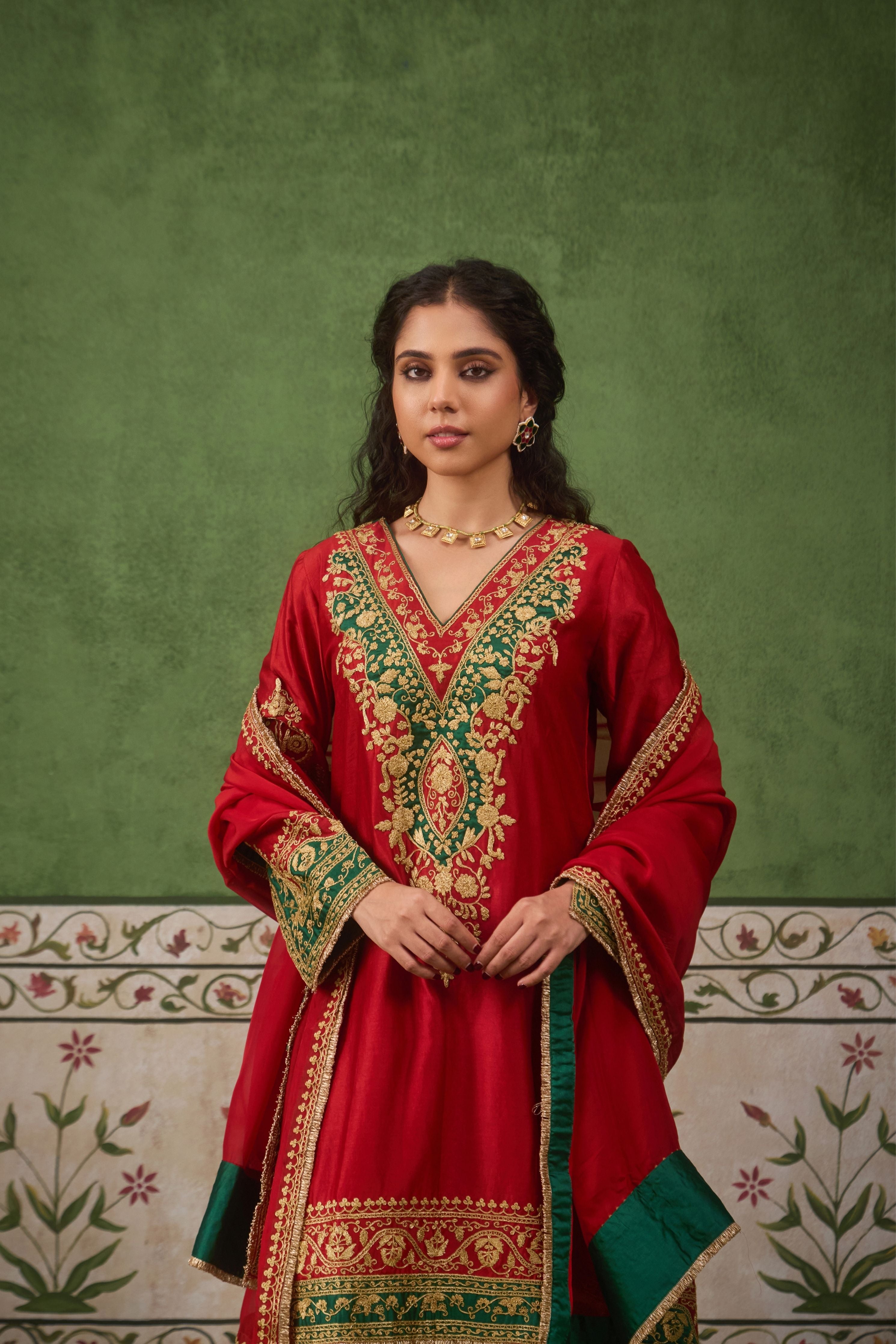 Inayat 2.0 Red Green Kurta Set