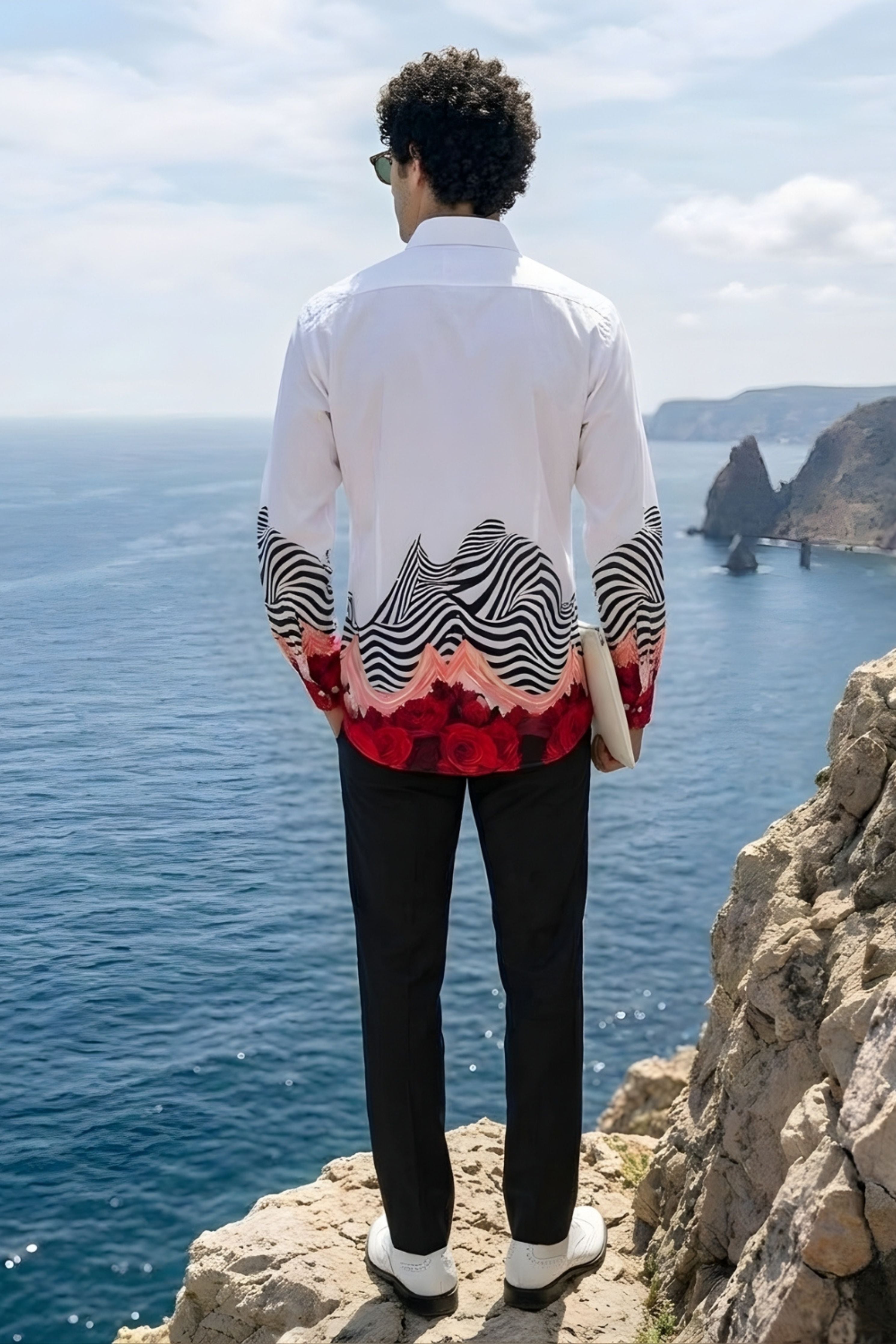 White Wave Printed Shirt