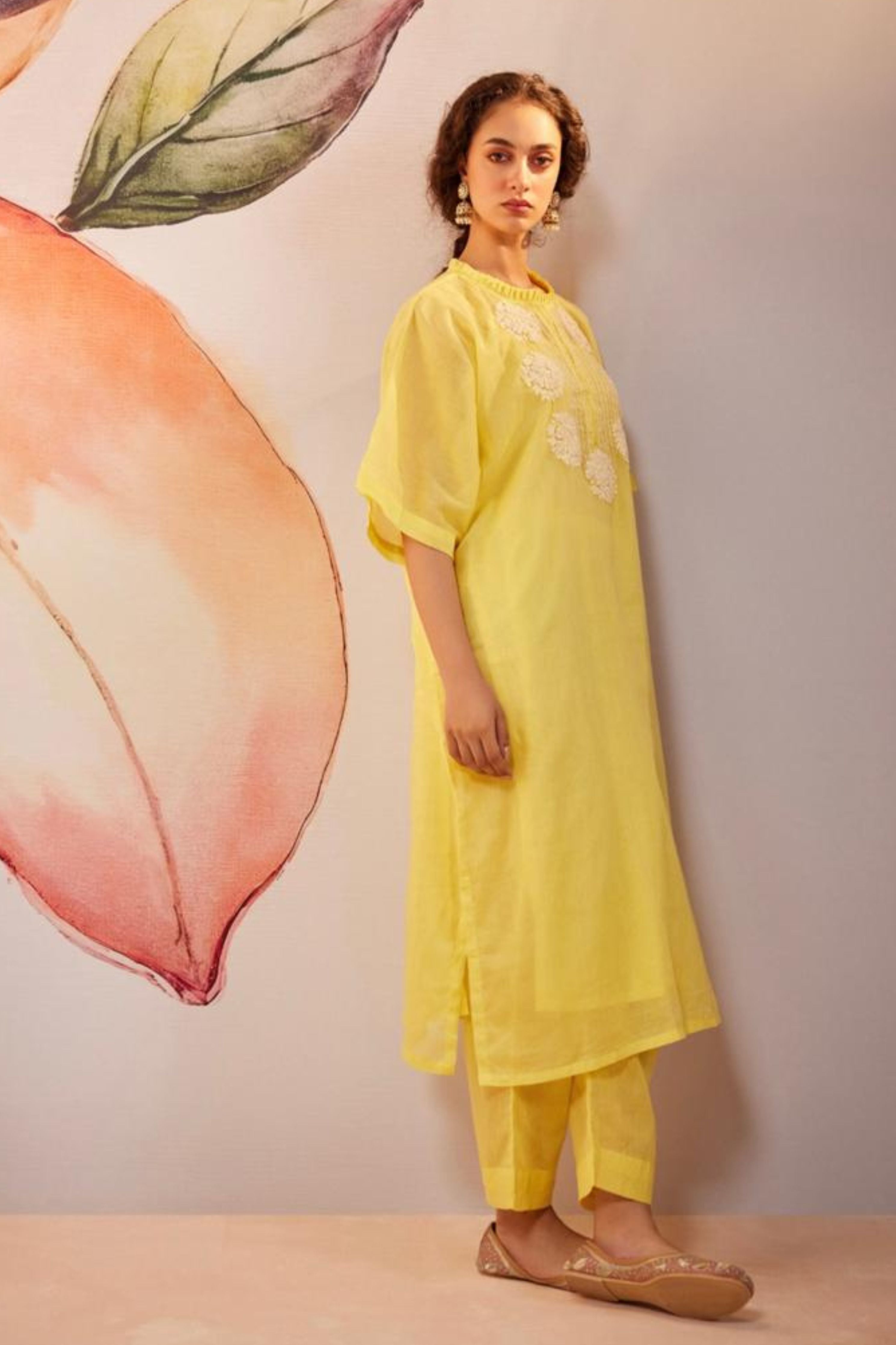 Yellow Mul Kurta Set